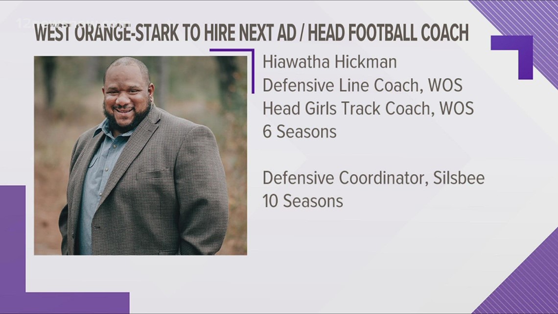 West Orange-Stark names Hiawatha Hickman as lone finalist for AD/Head Football Coach