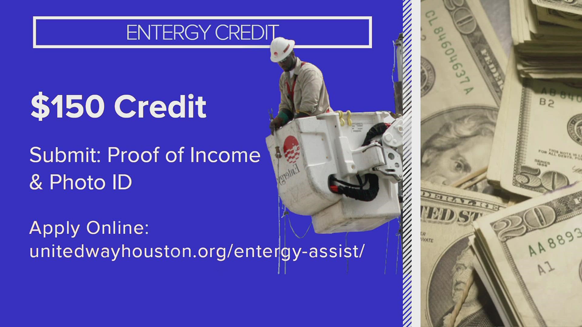 In order to apply you'll need to submit proof of income and a photo ID. Apply here: https://www.unitedwayhouston.org/entergy-assist
