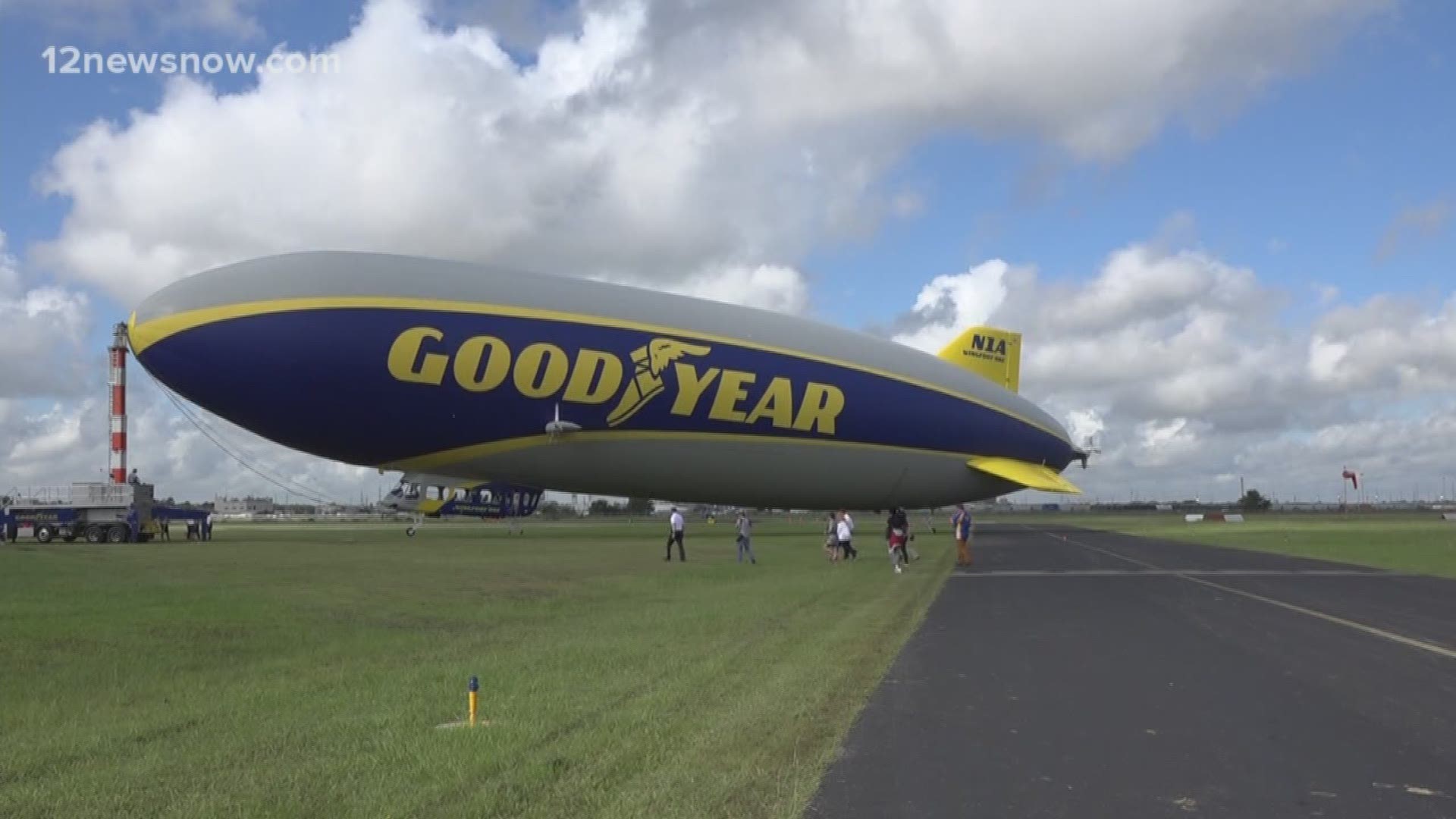 Goodyear employees get chance to float over Beaumont in the Goodyear Blimp