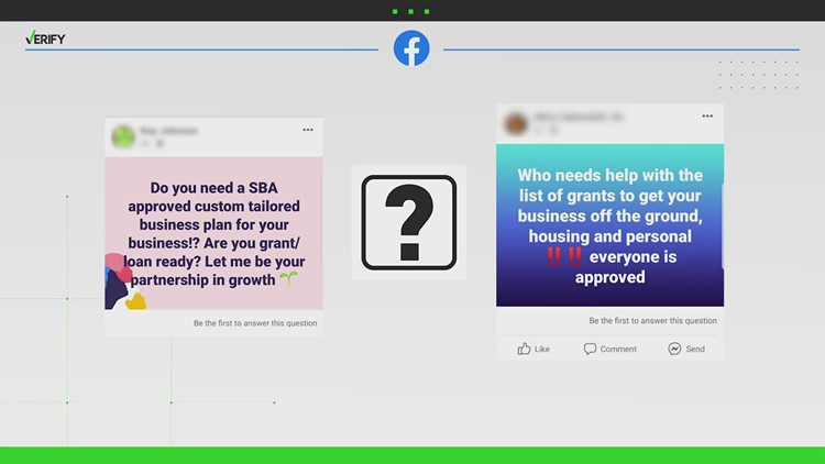VERIFY | Scammers targeting small business owners on Facebook with claims of free grant money