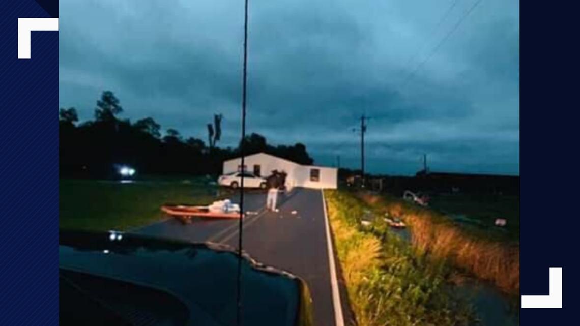 Home moved off foundation and onto road in Mamou, Louisiana