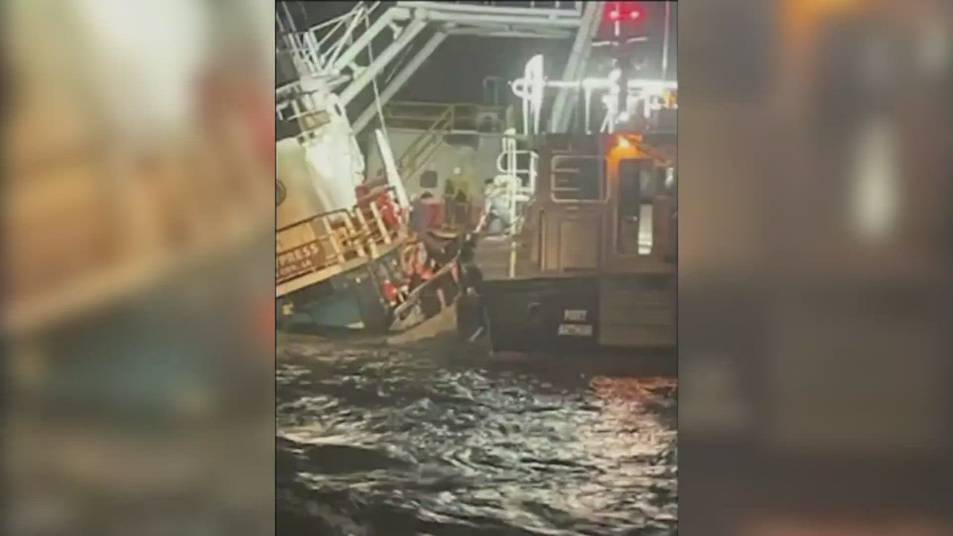 The Coast Guard rescued four people from a tugboat that was capsizing in Sabine Pass Friday.