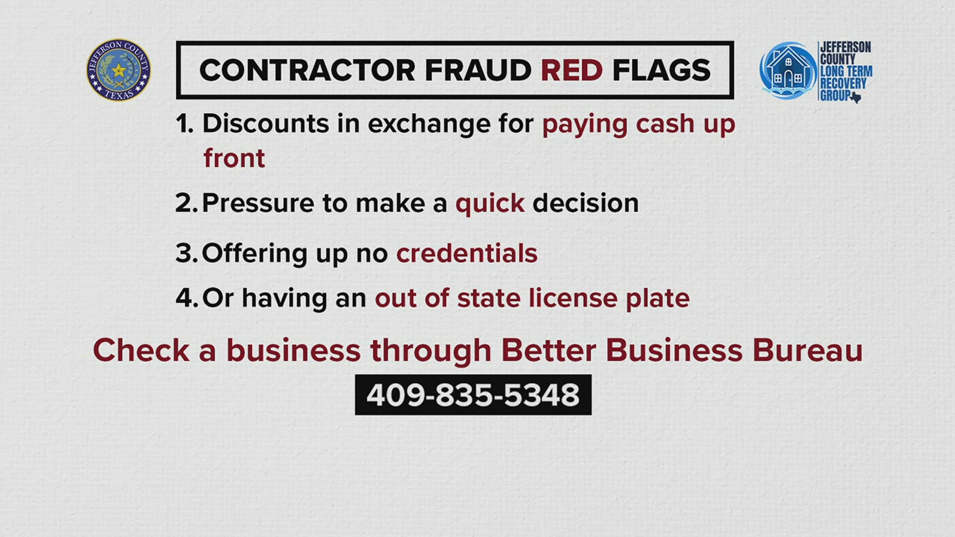 If you need to report any contractor scams, or need to file a complaint about an illegitimate business, reach out to your local Better Business Bureau.