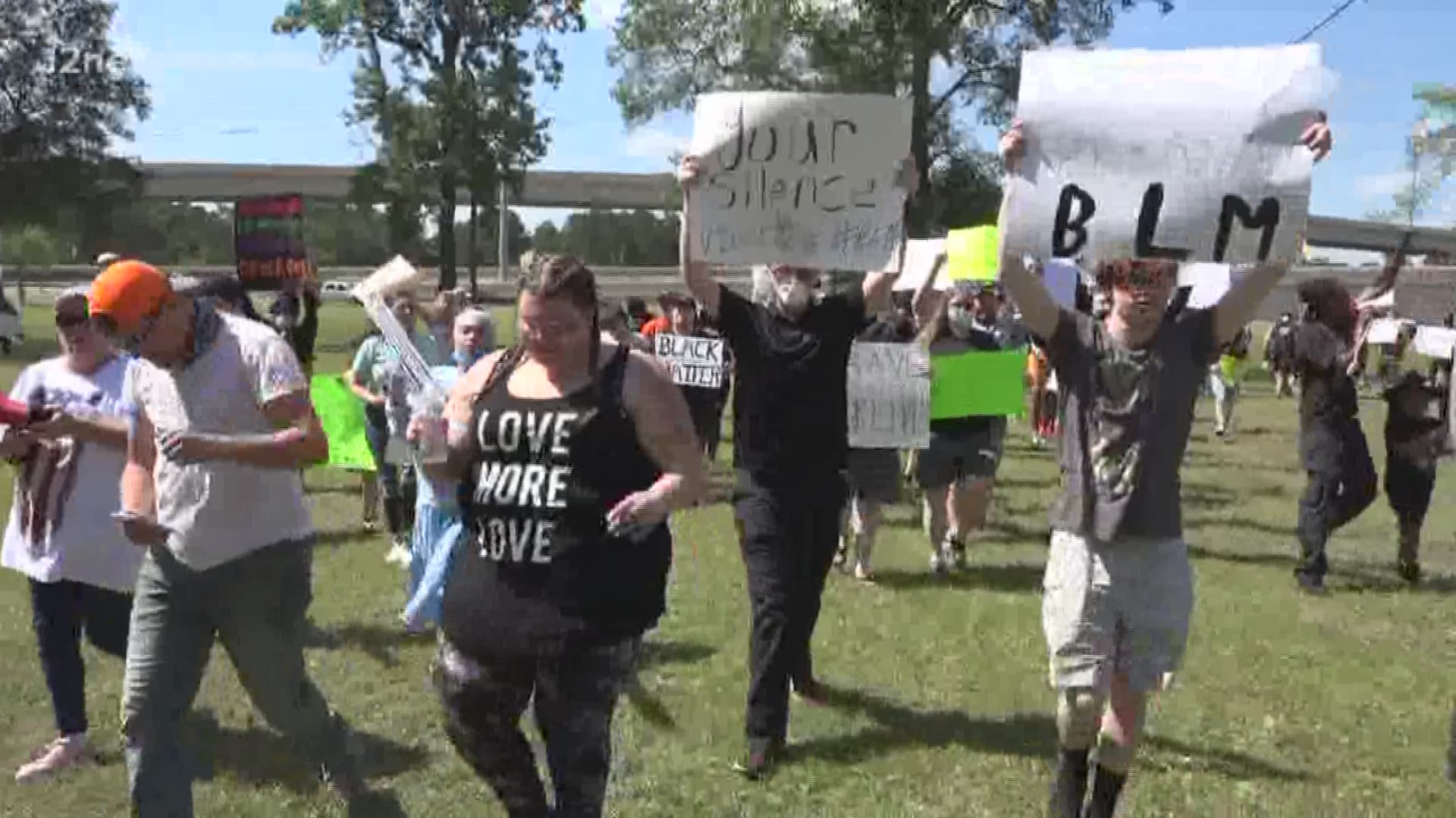 Hundreds packed Raymond Gould Park for a peaceful demonstration