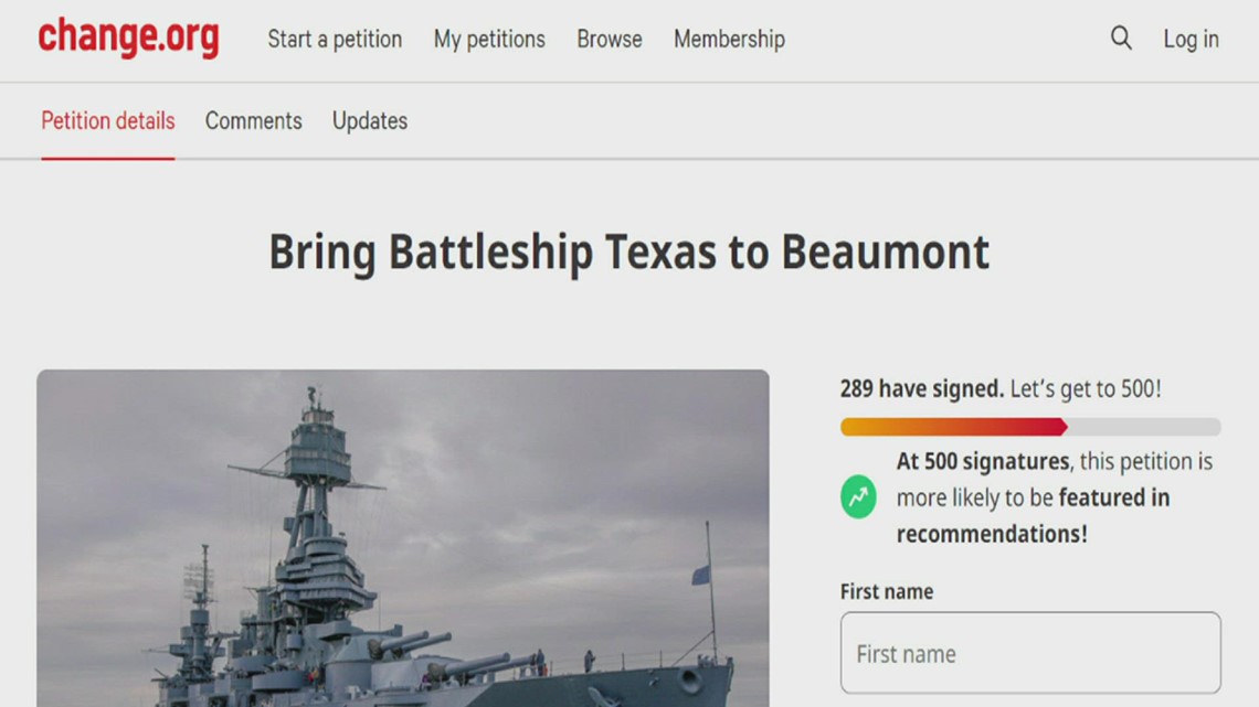 Beaumont community members create petition to 'Bring Battleship Texas to Beaumont'
