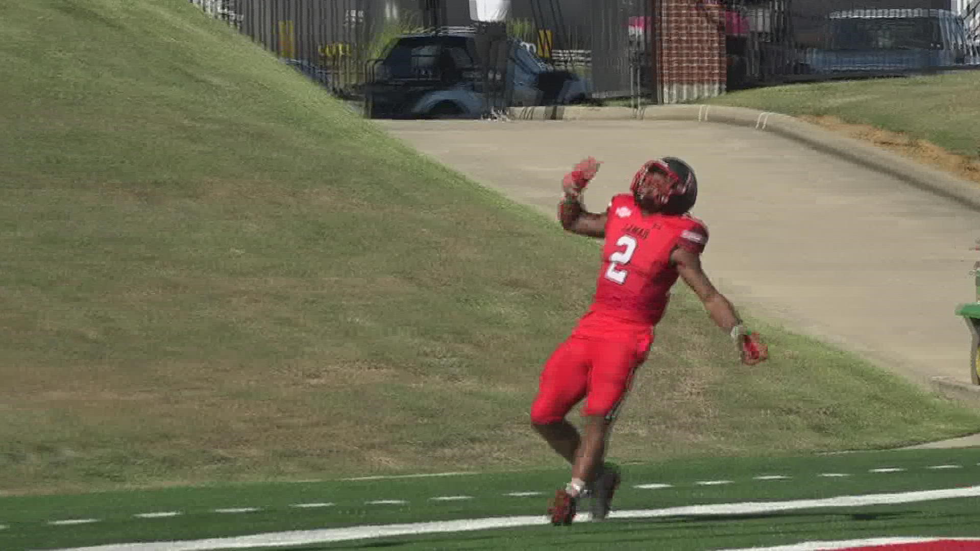 Harris set a new school record after returning a kick 100 yards for Lamar's first touchdown against Houston Christian.