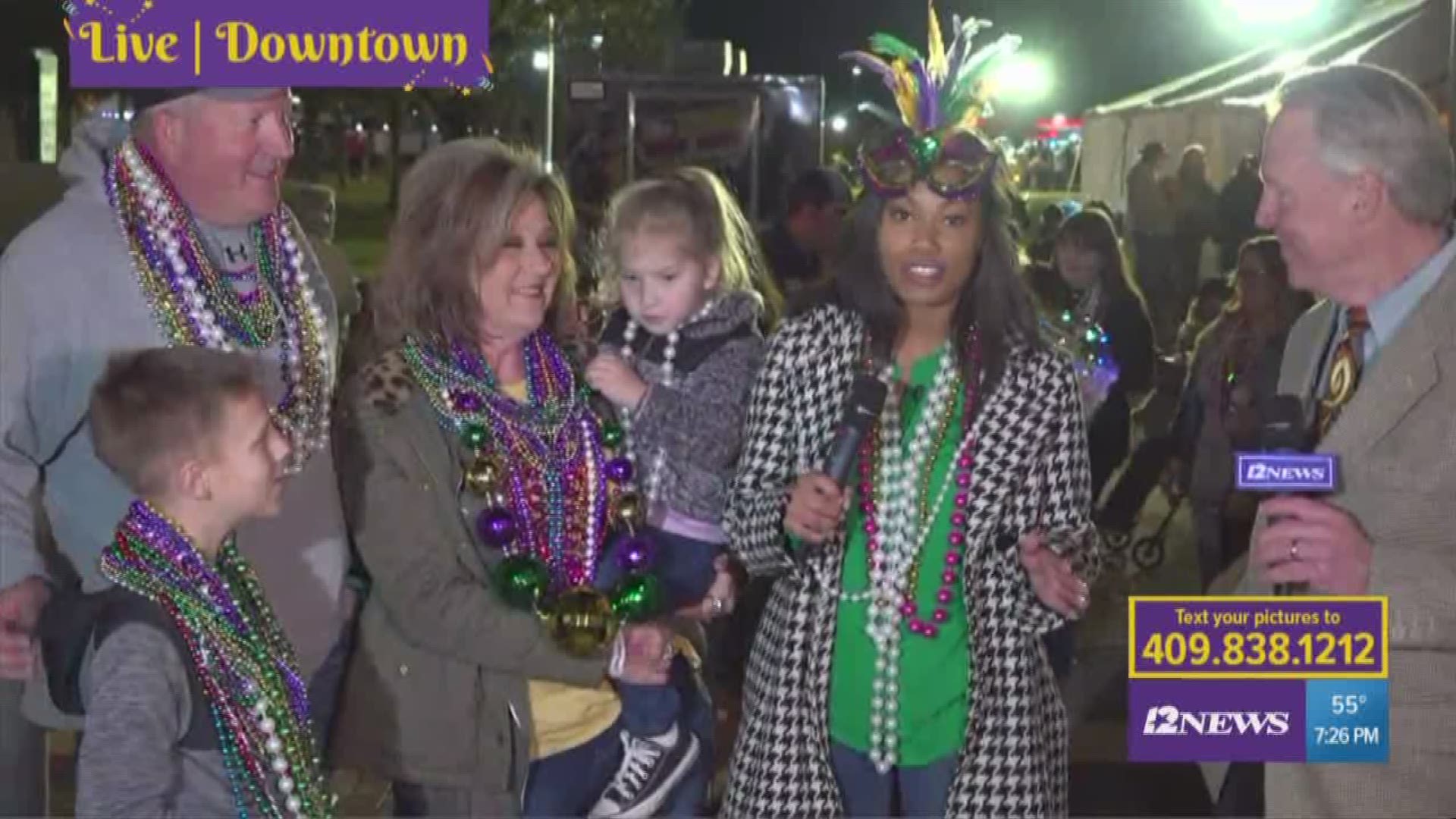 12News Rachel Keller and James Brown talked to a family who traveled from Livingston, Texas to come to Mardi Gras Southeast Texas.