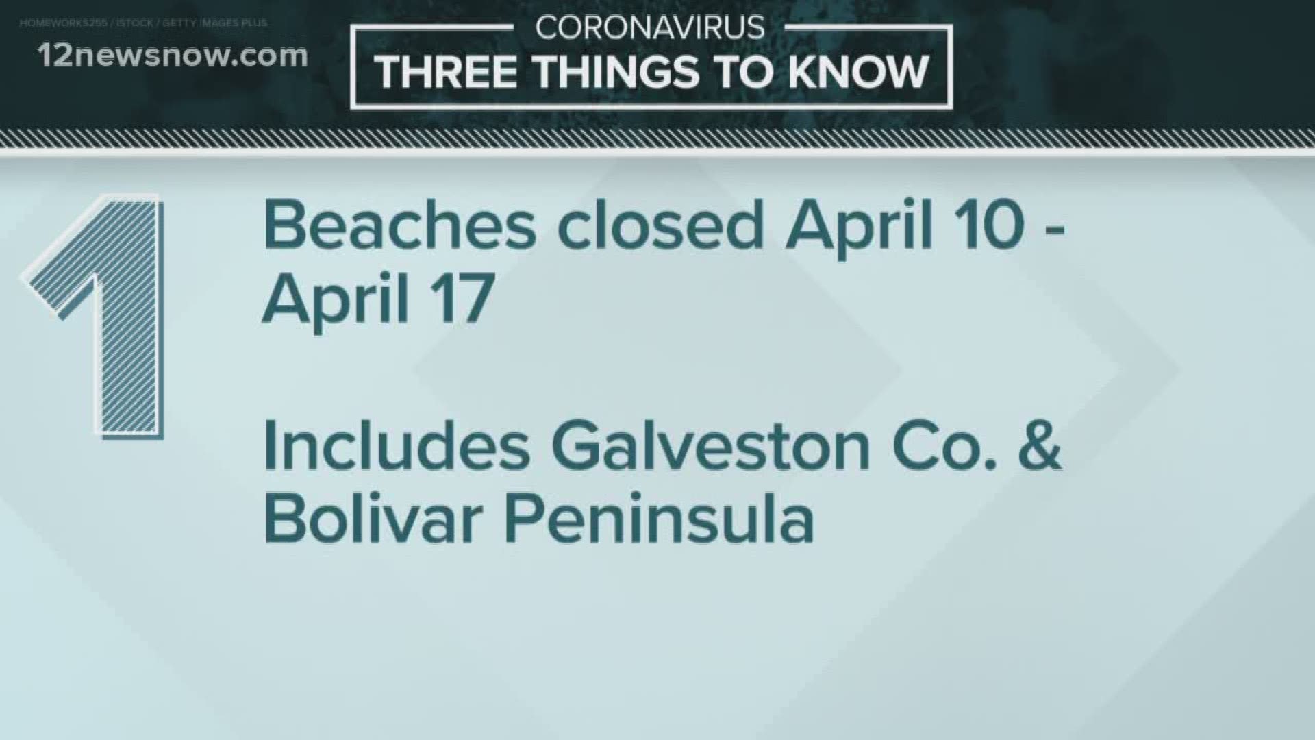 Beaches in Galveston County are closed from April 10-17