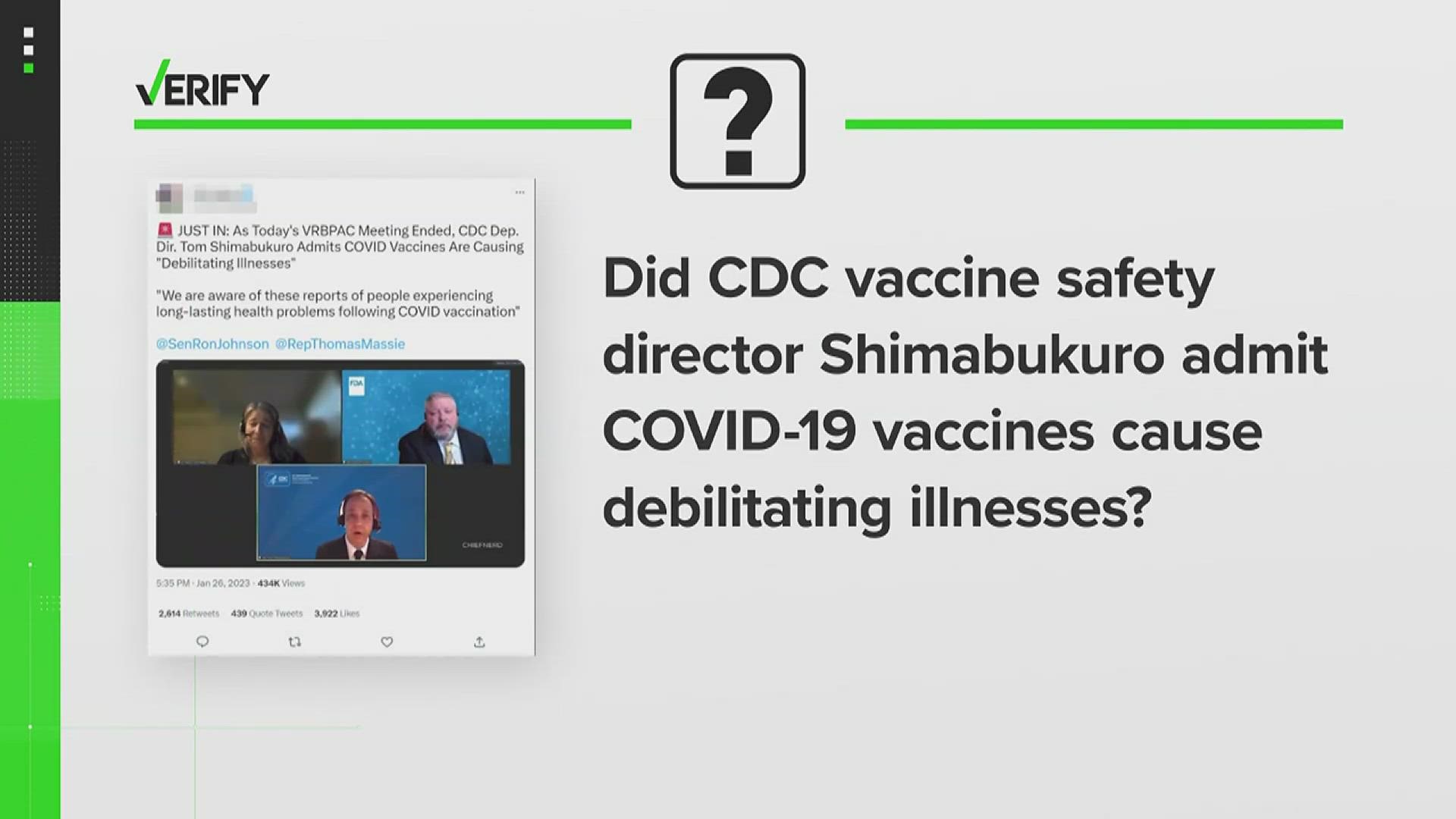 A video claiming to show a CDC official admitting to the COVID-19 vaccines having serious side effects got almost 1 million views.