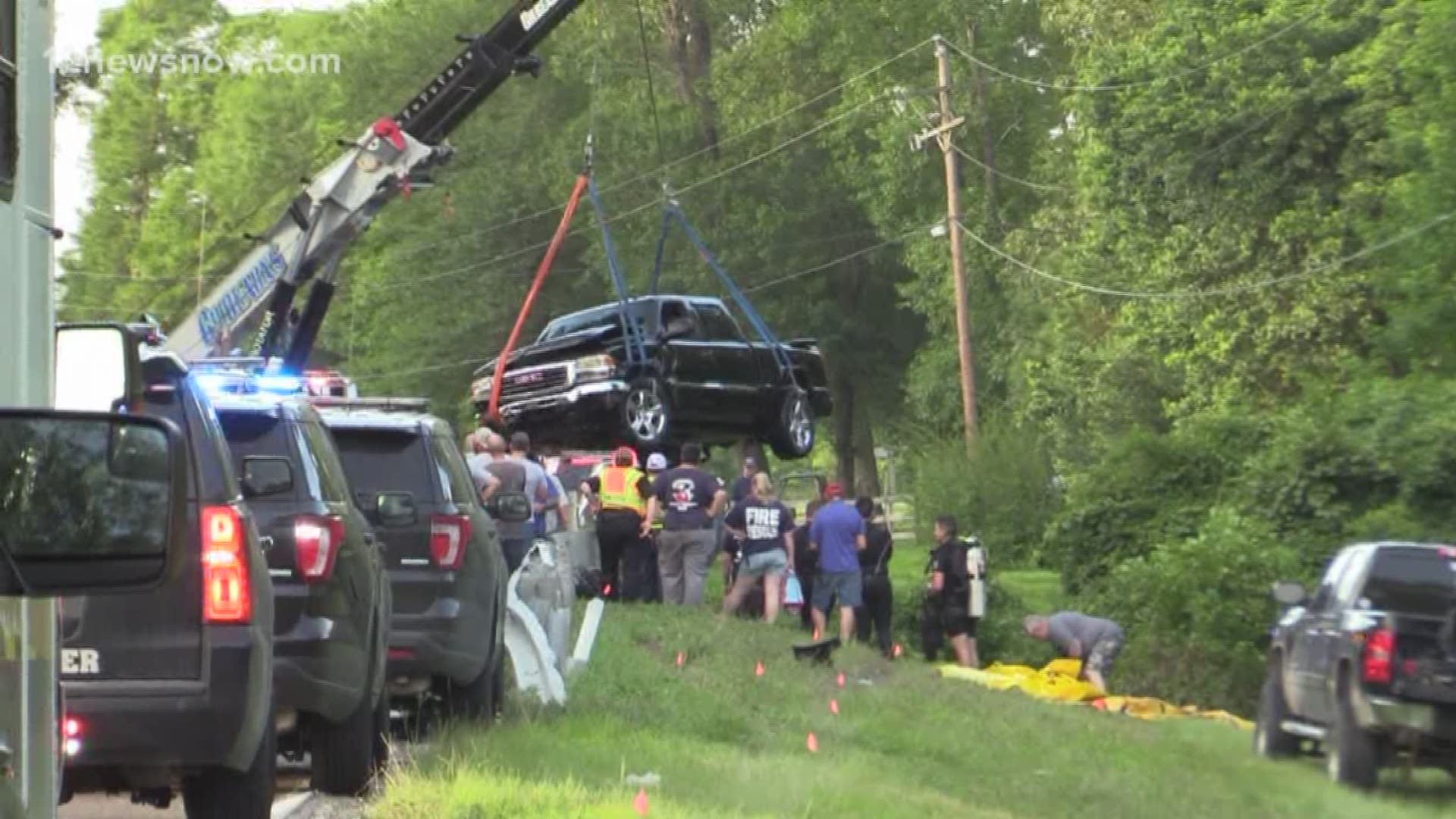 Investigators believe the truck may have gone off the road early Saturday morning