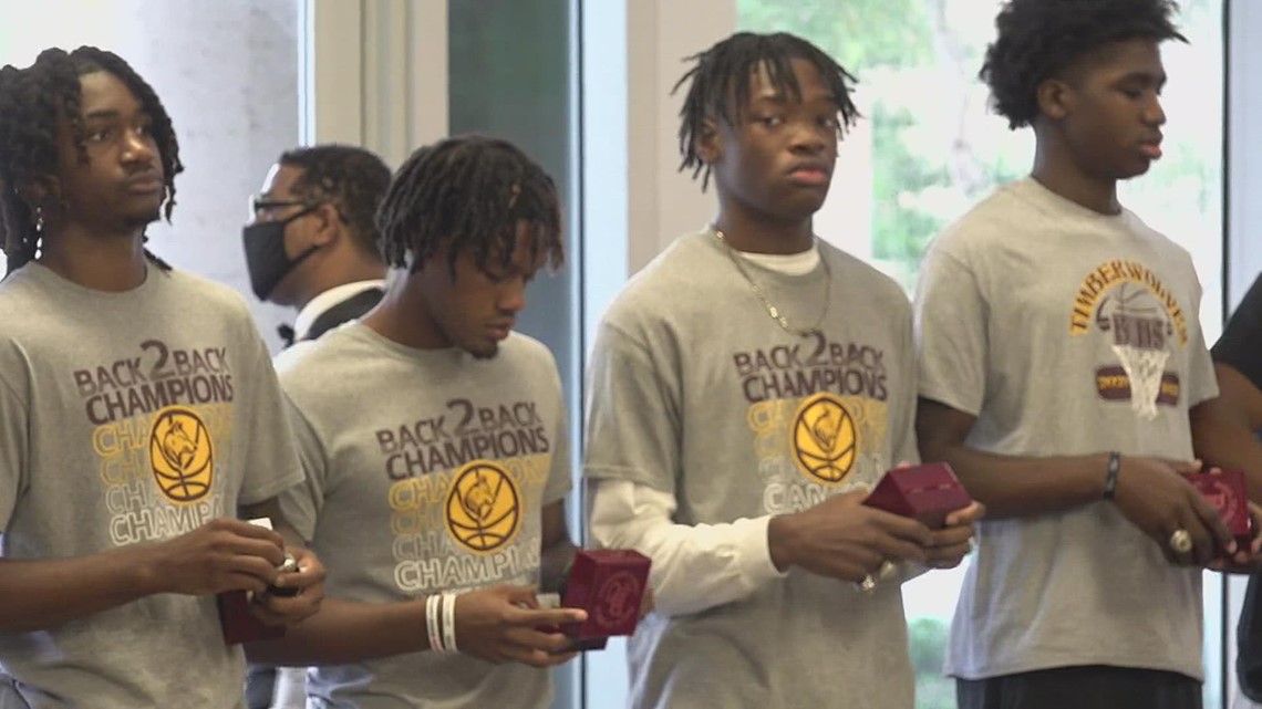 Beaumont United High School holds special ceremony to celebrate winning basketball team