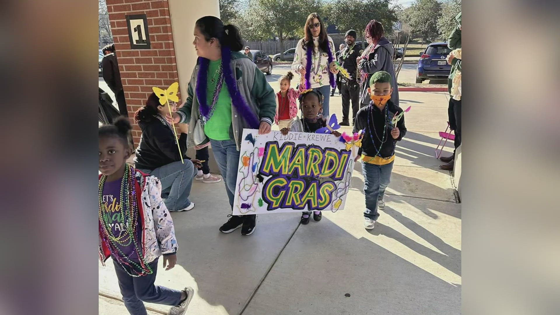 Hundreds of students at Regina-Howell Elementary in Beaumont participated in the school's first Mardi Gras parade.
