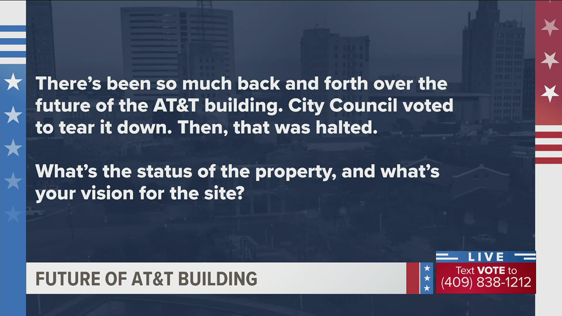 Beaumont Mayoral Debate Mayor Robin Mouton talks the status of the AT