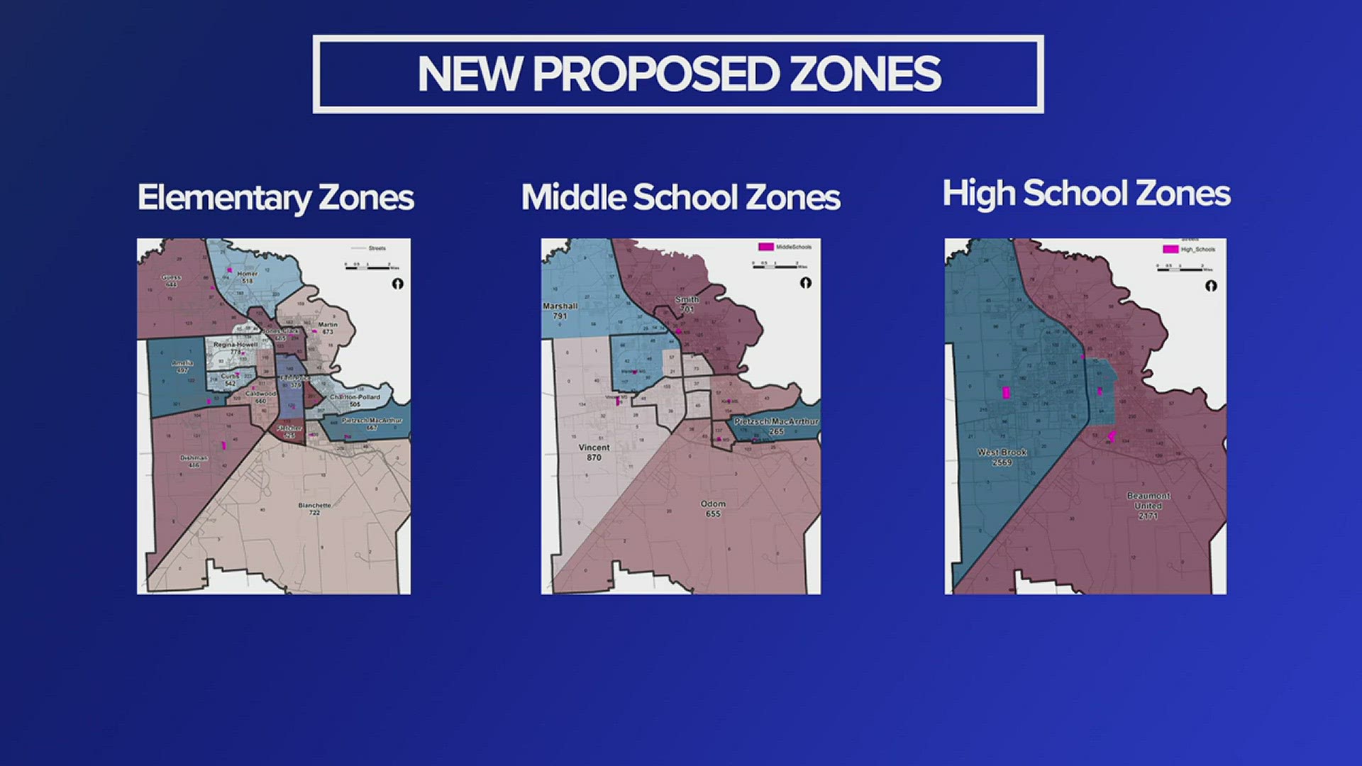 No schools will be closed as a result of the rezoning but attendance zones would shift.