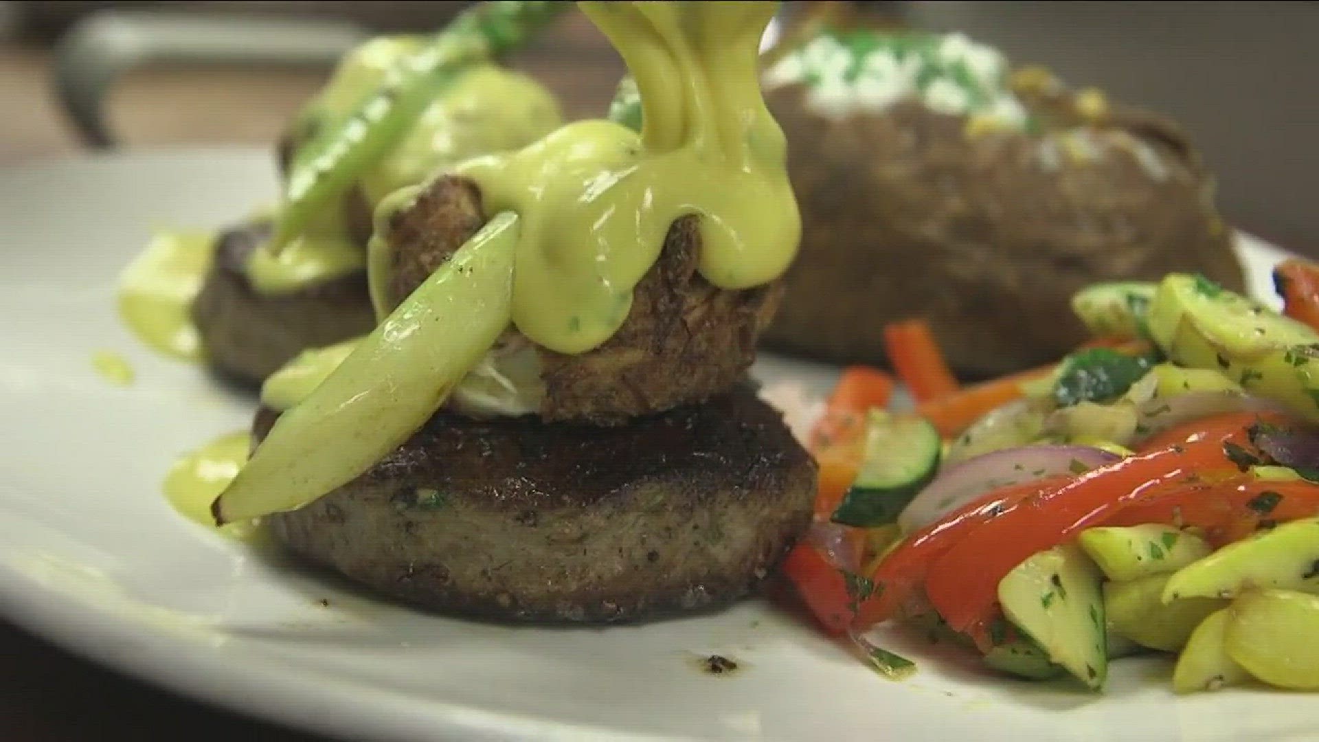 The delicious Steak Oscar, one of the many culinary creations waiting for you at Delta Downs!