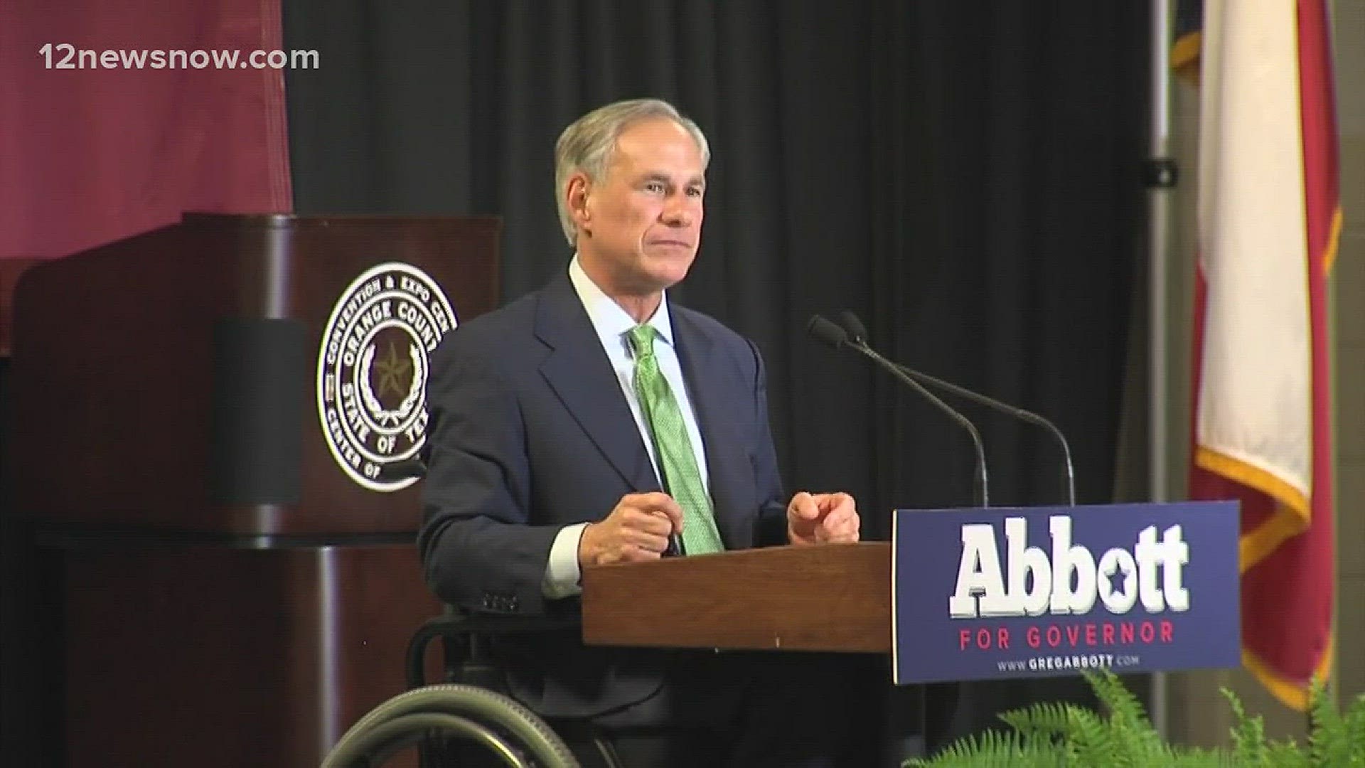 At the event, the governor discussed the state's economy, teacher salaries and sanctuary cities.