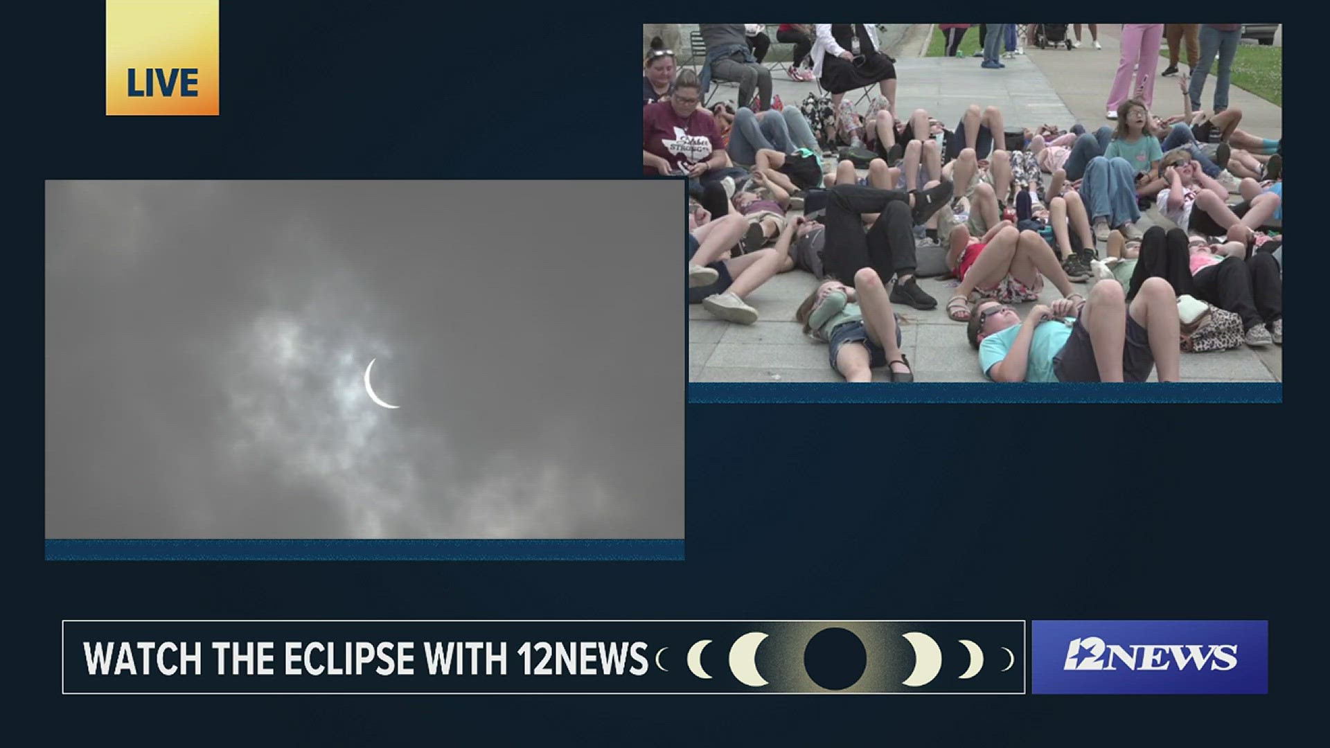 Even though the skies were cloudy, the crowd at the Beaumont Event Centre was able to enjoy the peak of the solar eclipse on Monday.