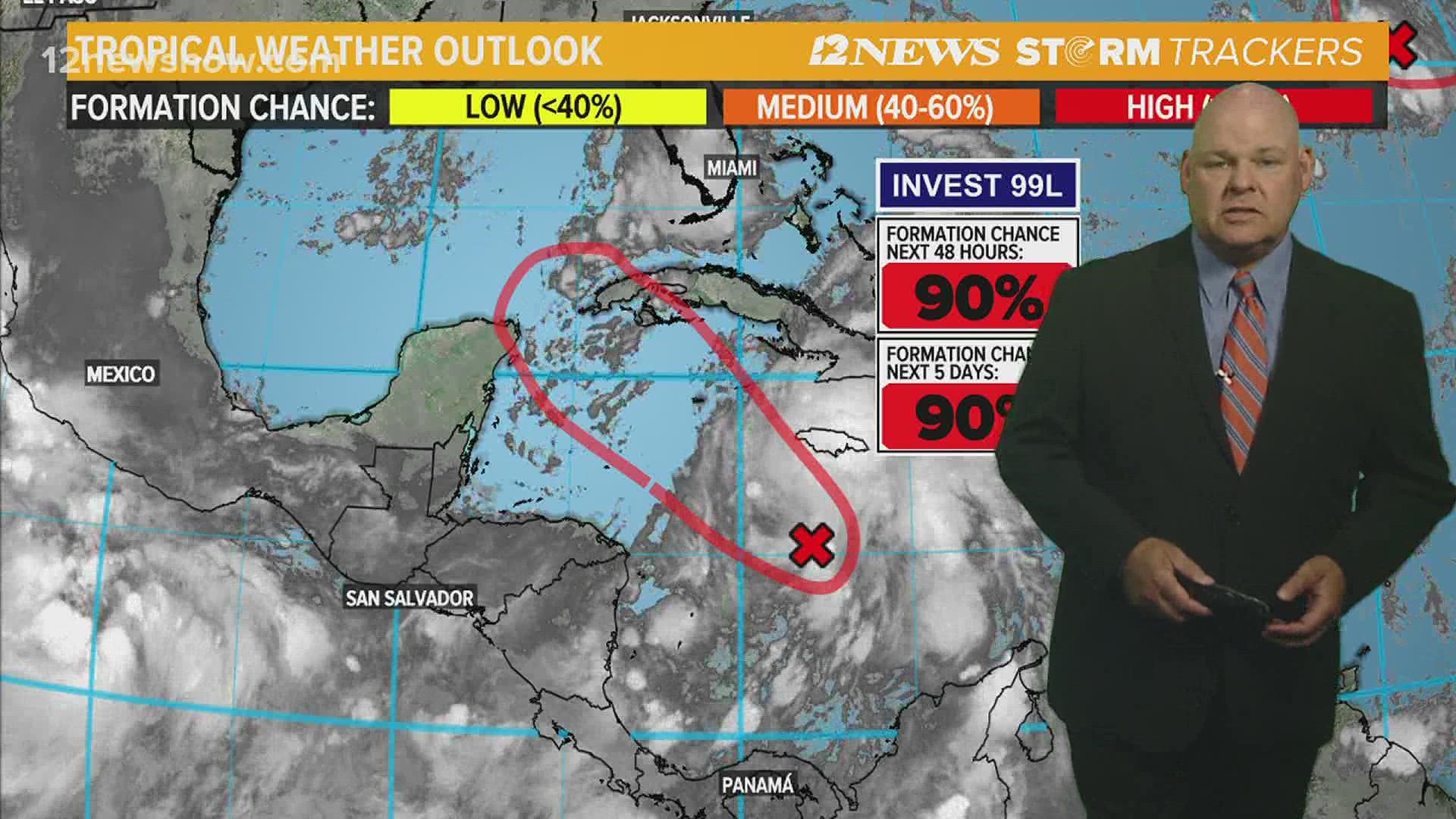 Invest 99L now has 90 chance of development