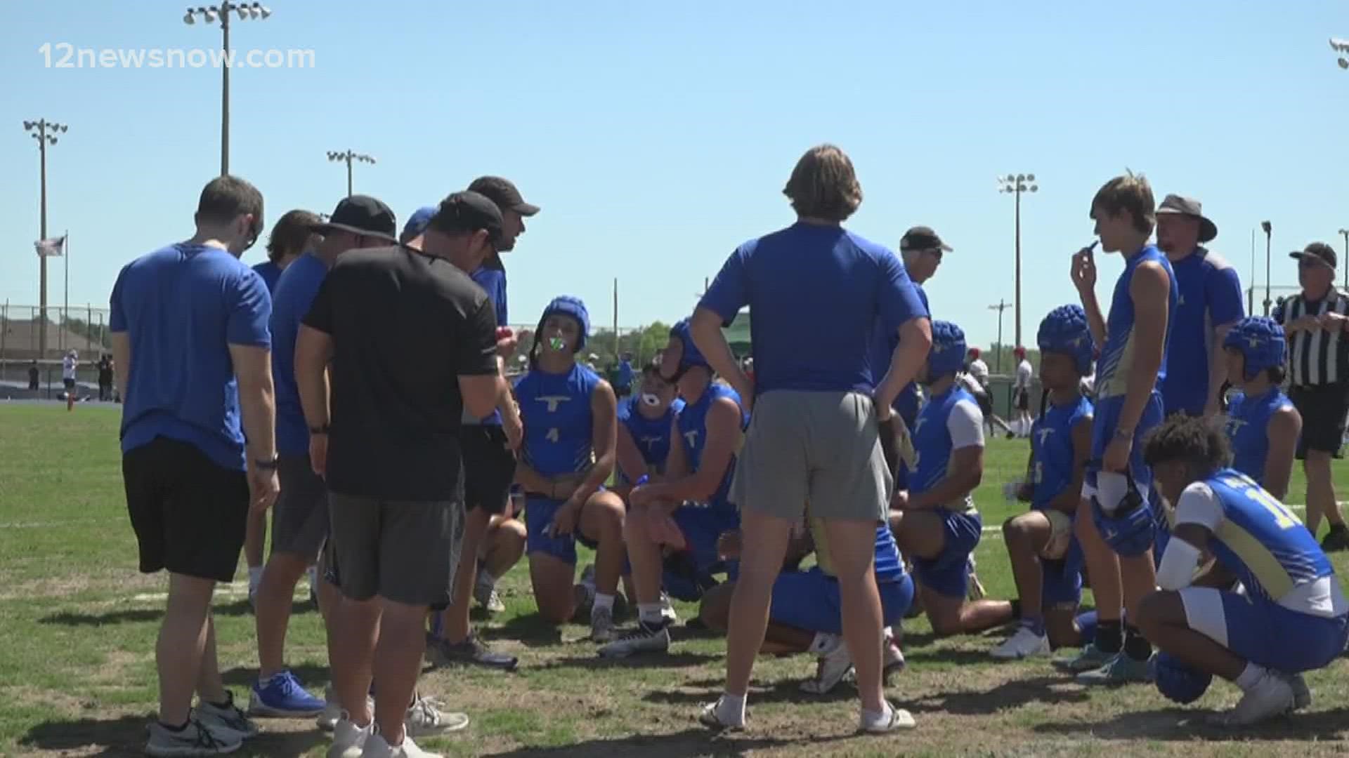 Hamshire-Fannett hosts 7-on-7 State Qualifying Tournament and the Longhorns use pool play as practice.