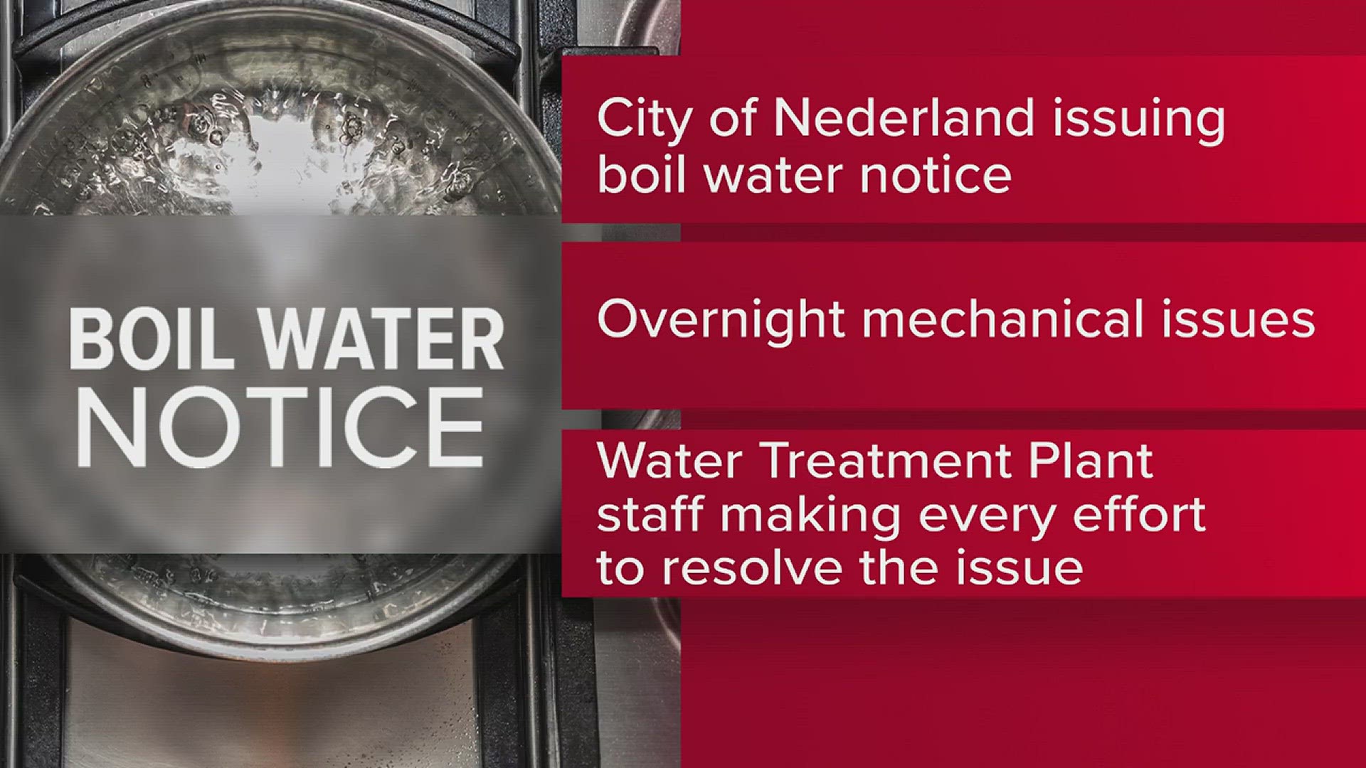 Nederland issues boil water notice