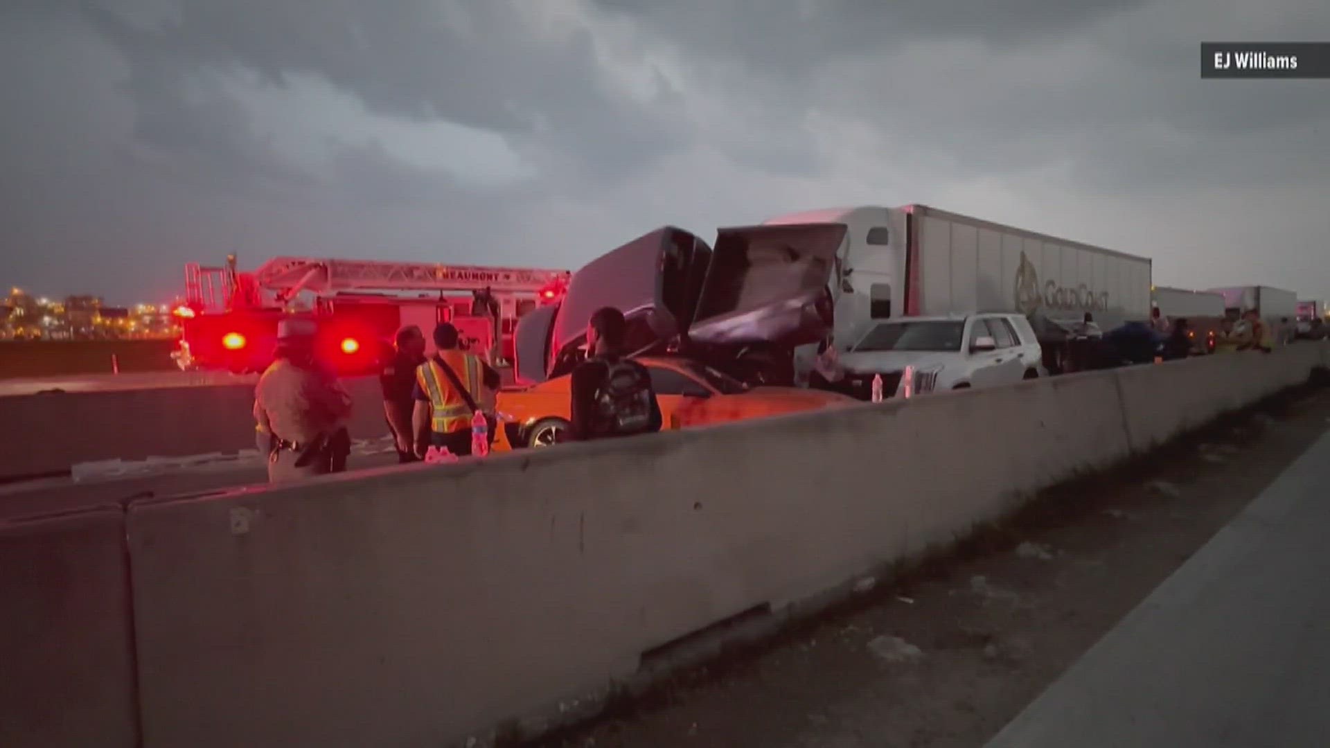 The wreck on Interstate 10 that left one person dead and three others seriously injured involved nine vehicles, according to the Texas Department of Public Safety.