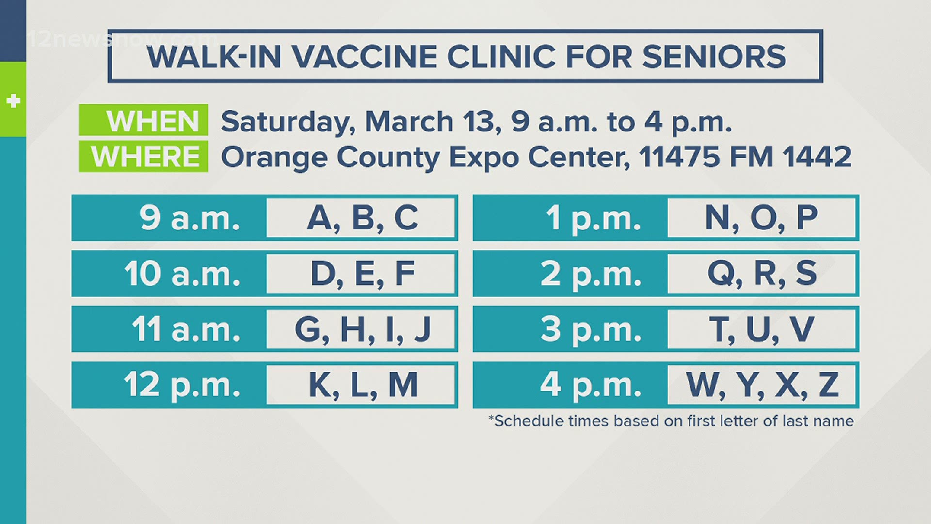 Walk Up Vaccine Clinic Available Saturday For Those 65 And Older In Orange County 12newsnow Com