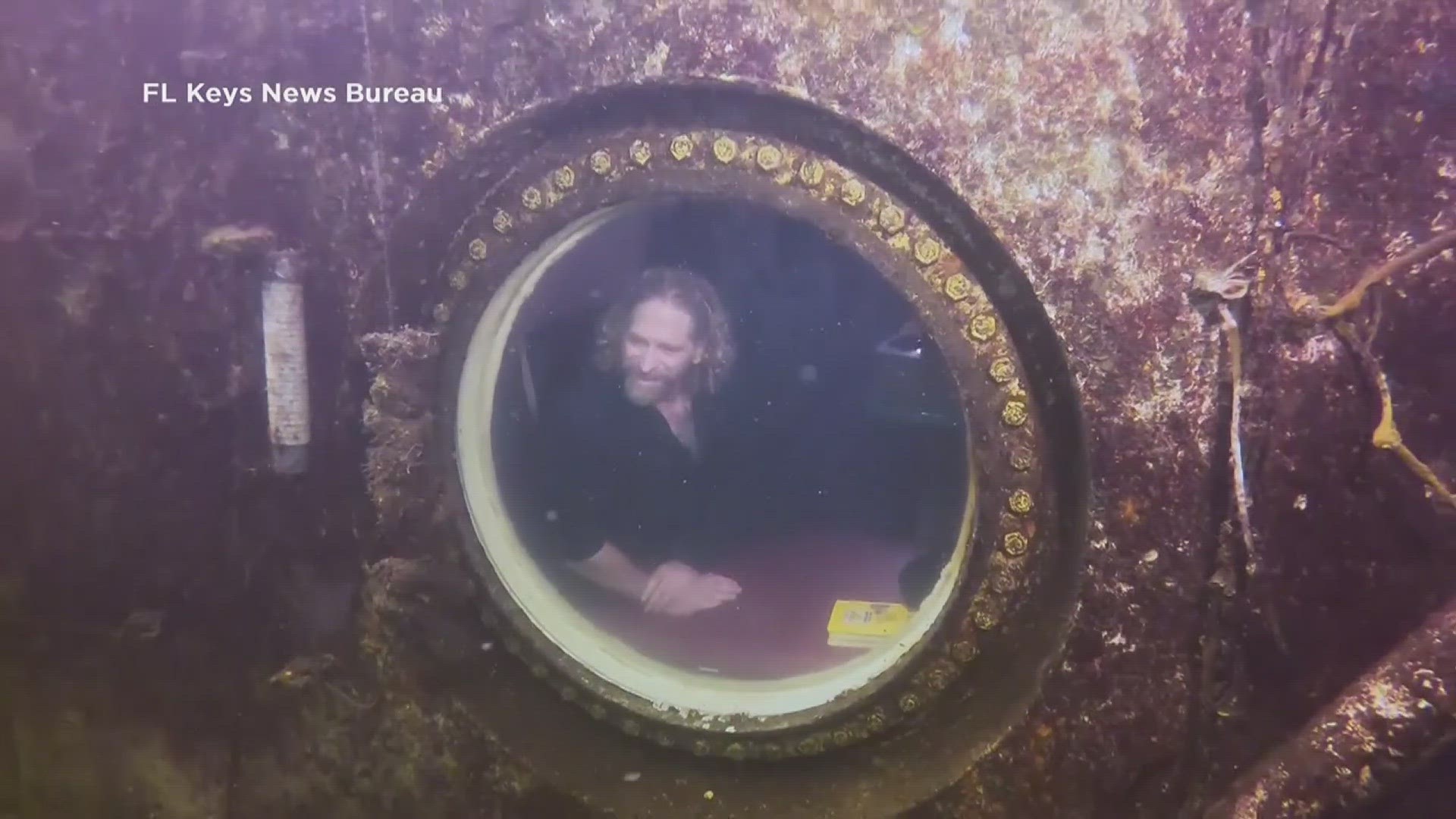 The man spent 74 days in a lodge at the bottom of a 30-foot deep lagoon.