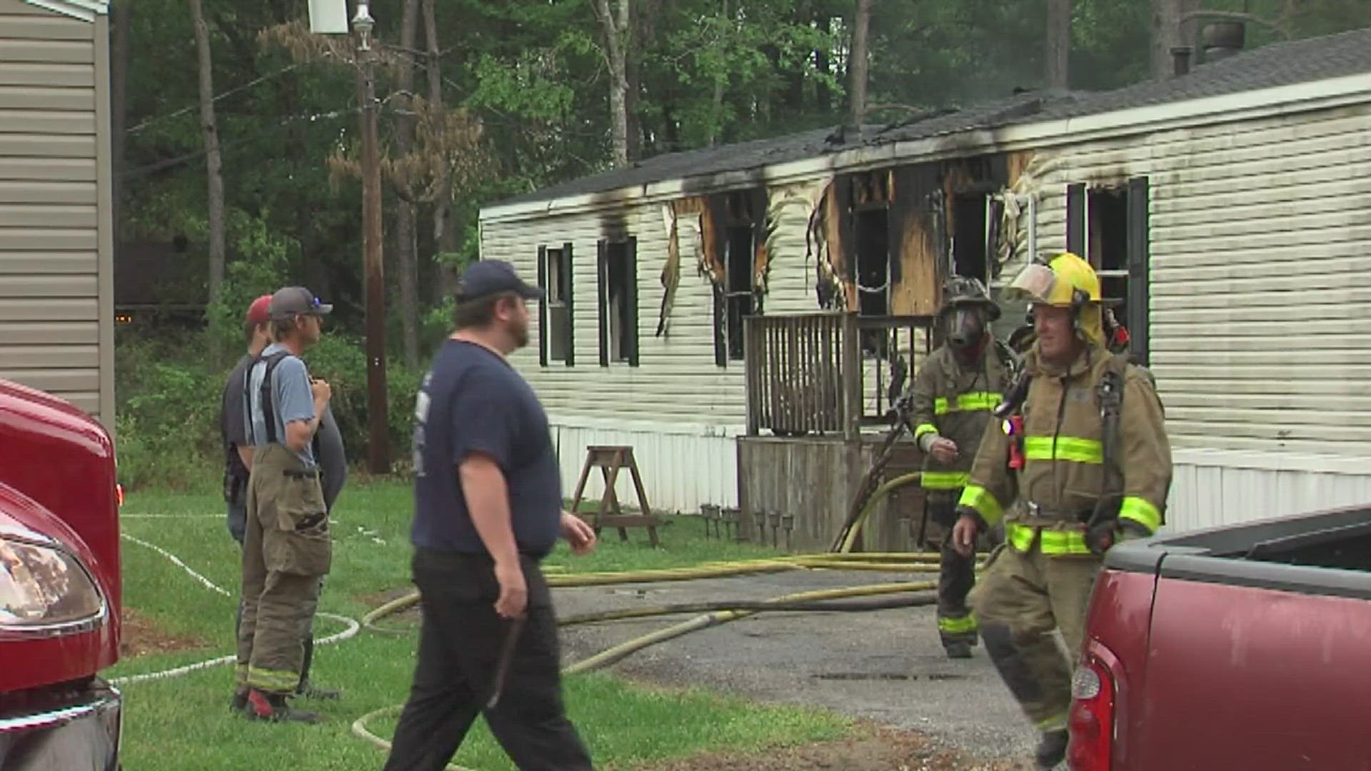 One man suffered non-life threatening burns to his hands due to the fire.