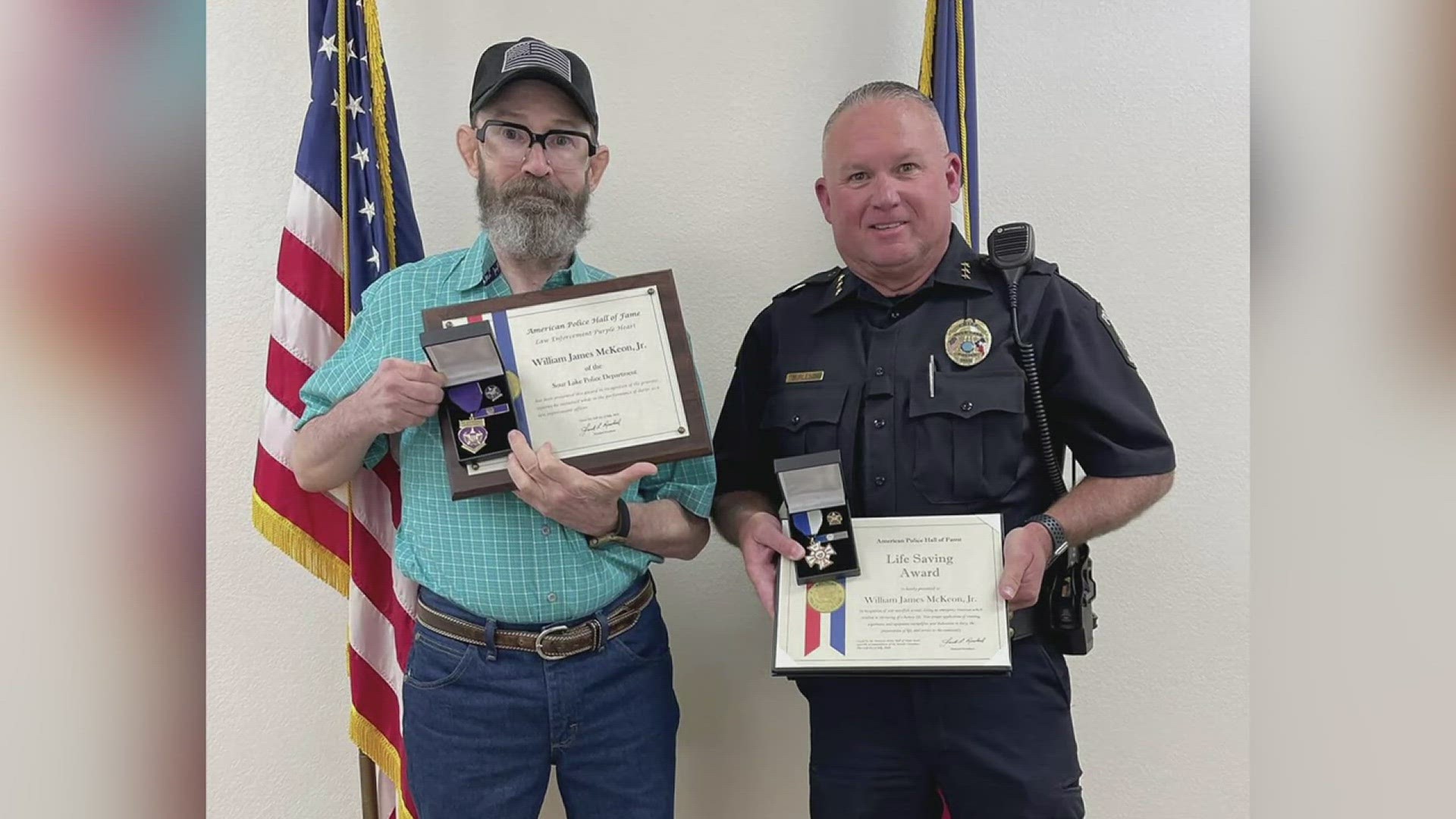 Retired Sour Lake Police Officer William “Bill” McKeon was awarded a life saving award for saving an infant's life.