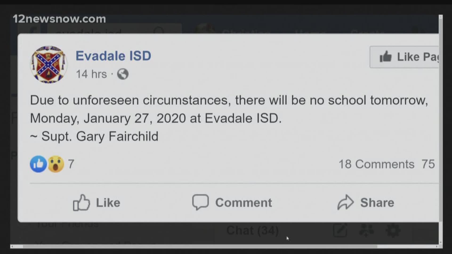 Evadale ISD Cancels Classes Due To unforeseen Circumstances 