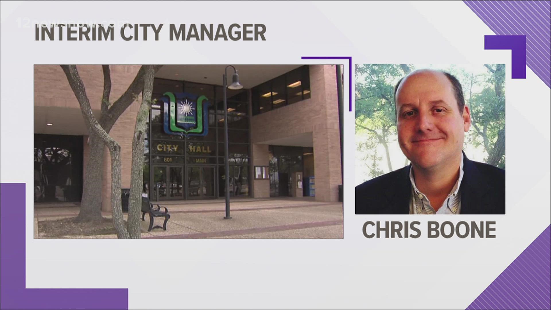 After interviewing four candidates, the council voted Director of Planning & Community Development Chris Boone to temporarily fill the role, effective March 31.