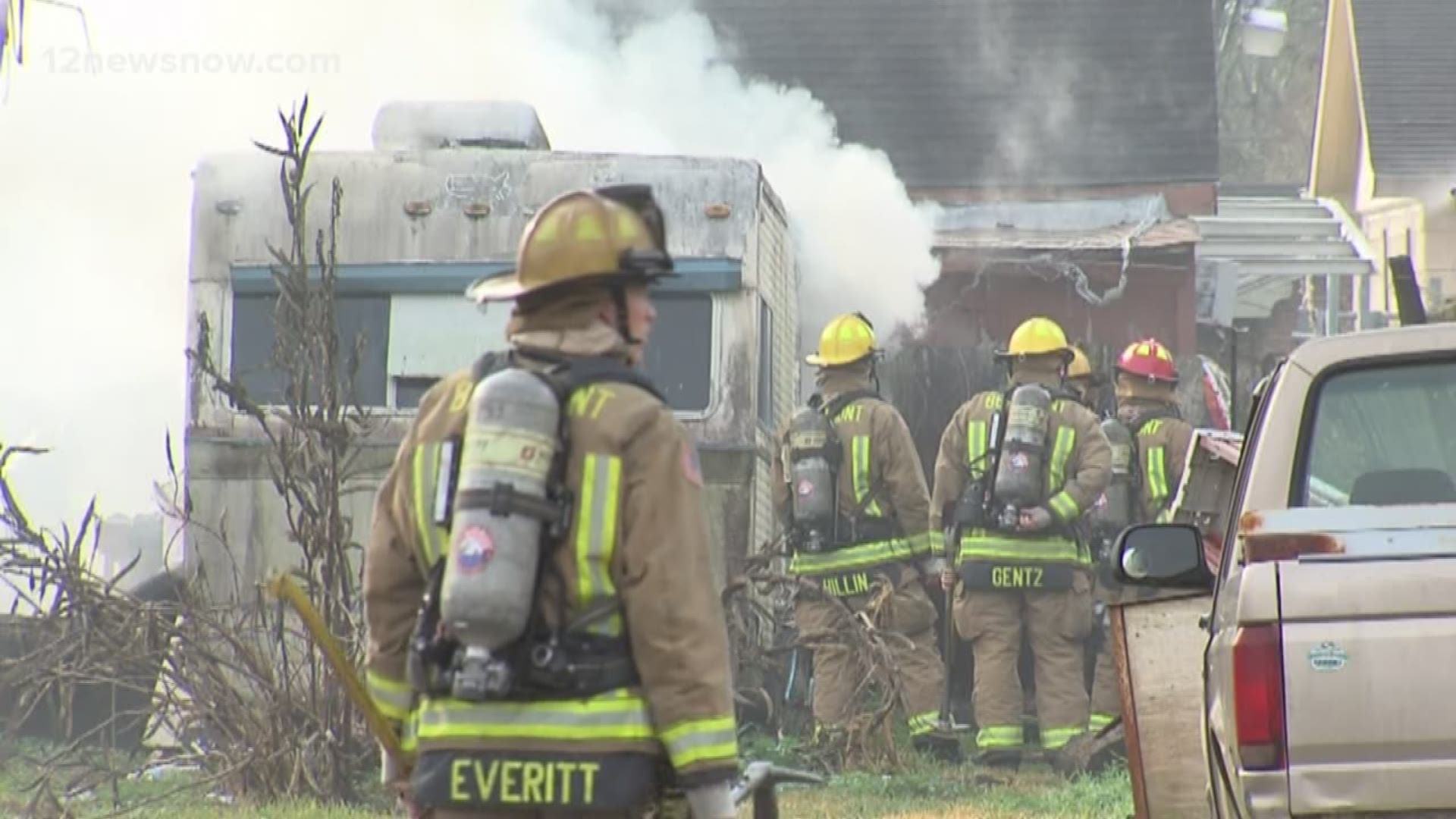 Firefighters are trying to determine what caused a fire at a travel trailer in Beaumont Friday morning. More than a dozen firefighters were at the scene.