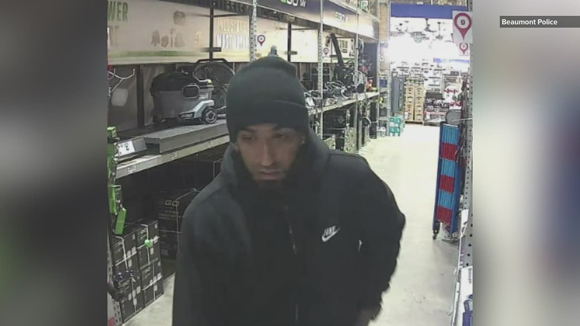 Police believe the same man used the same white Honda CRV in a similar crime at the Lowe's in Port Arthur on Saturday, Jan. 13, 2024.