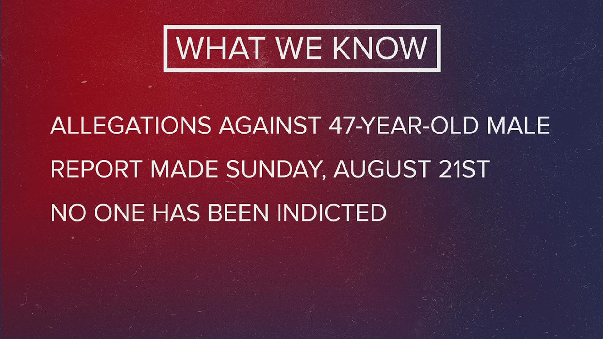 No one has been indicted in connection with the allegations which were reported to police last week.