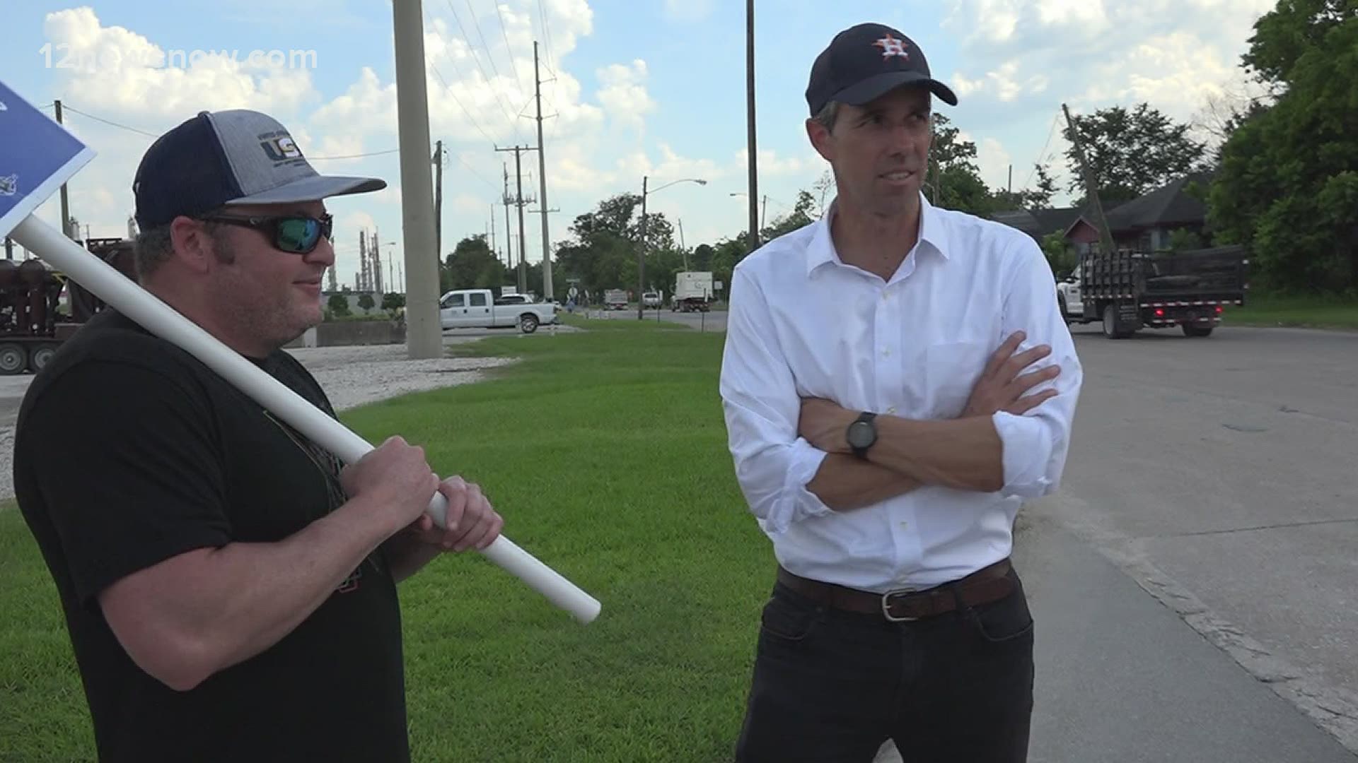 He stopped by the downtown Beaumont refinery on Wednesday afternoon to listen to union workers' concerns.
