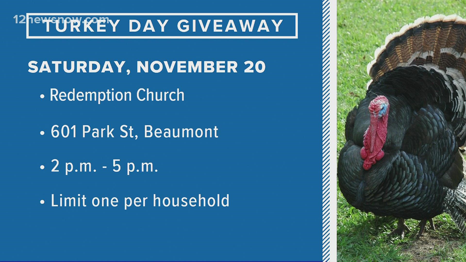 The Redemption Church, located at 601 Park Street in Beaumont, is hosting their third annual Turkey Day Giveaway.