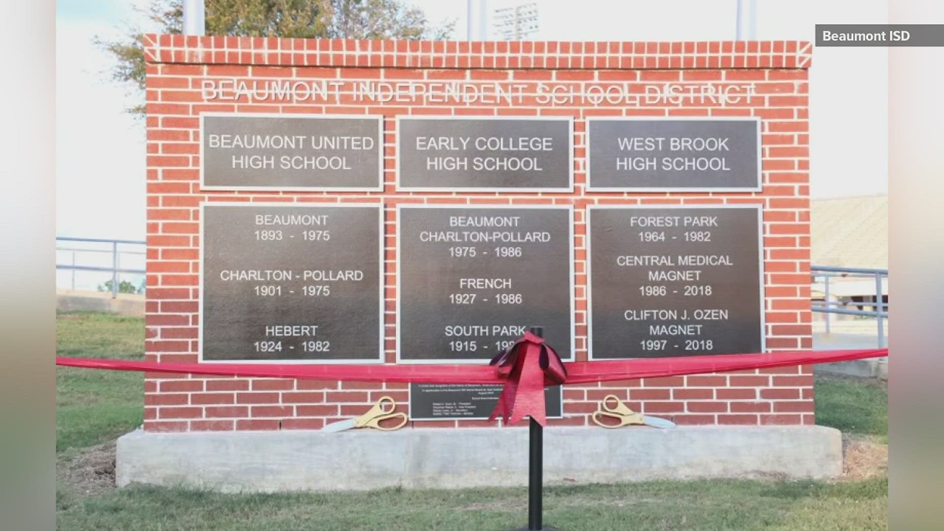 Beaumont ISD unveiled new monument outside Memorial Stadium to honor the district s rich history