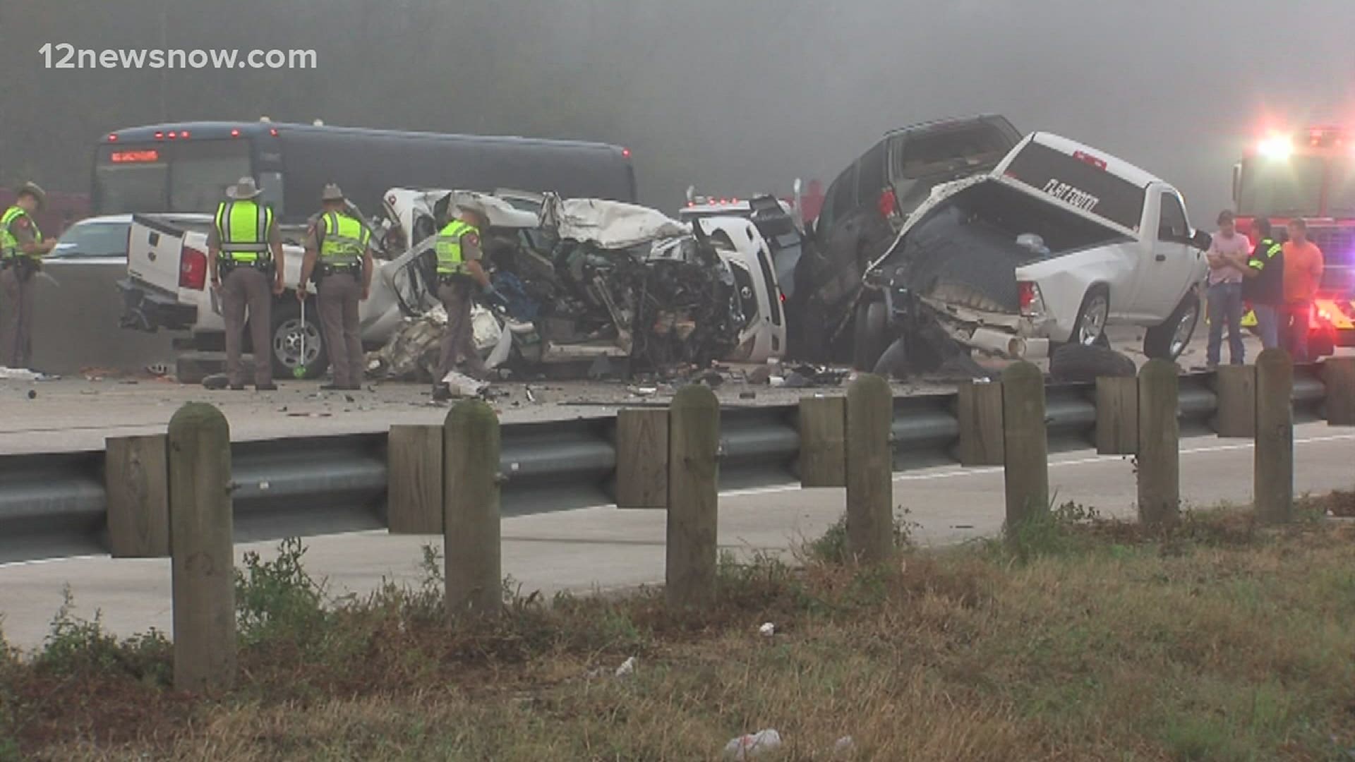 One person has been killed and two injured following a wreck early Tuesday along westbound Interstate 10 just east of Vidor.