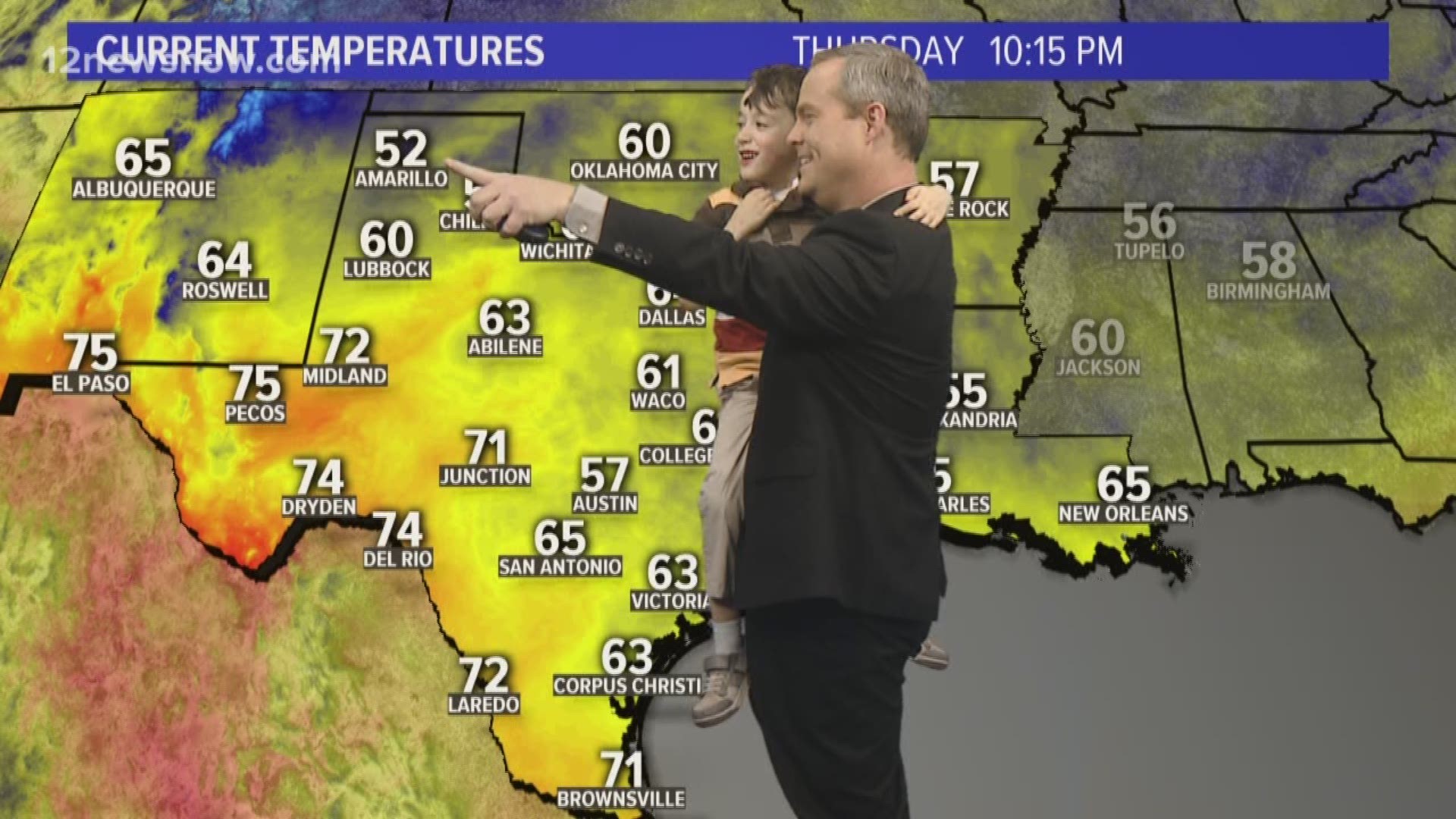 Chief Meteorologist Patrick Vaughn has a little help with the 10 p.m