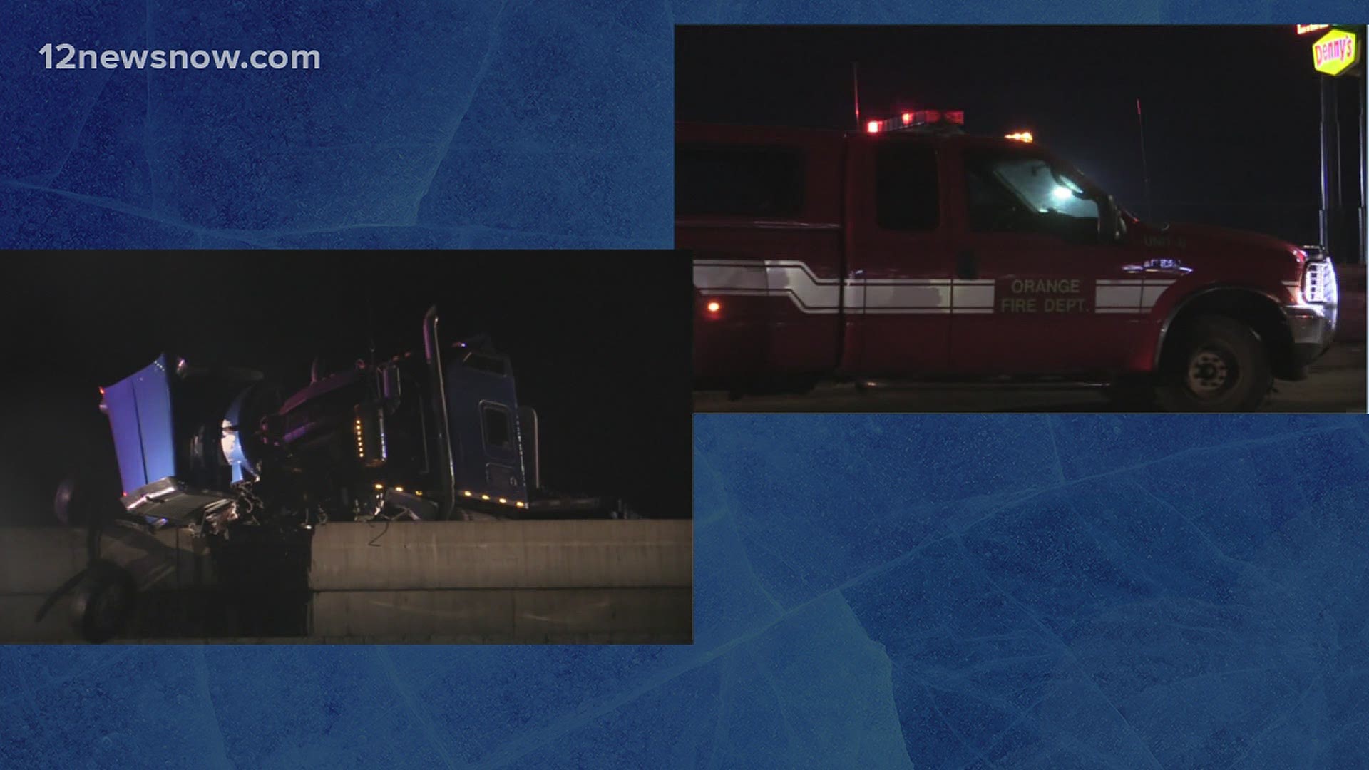Patches of ice were seen on the road. No injuries were reported.