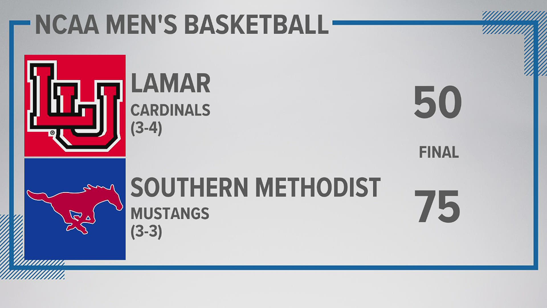 SMU overpowers Lamar and the Cardinals drop to 0-6 against the Mustangs.