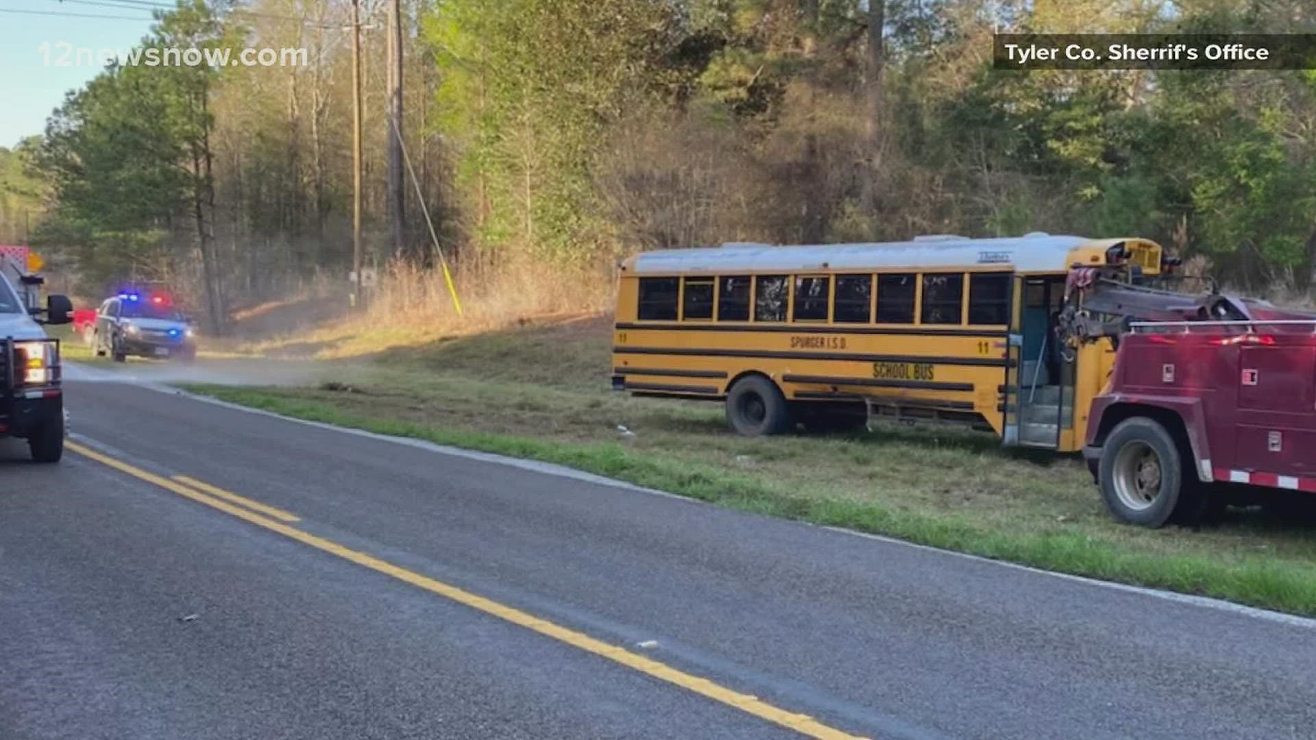 The students and driver on the bus were unharmed.