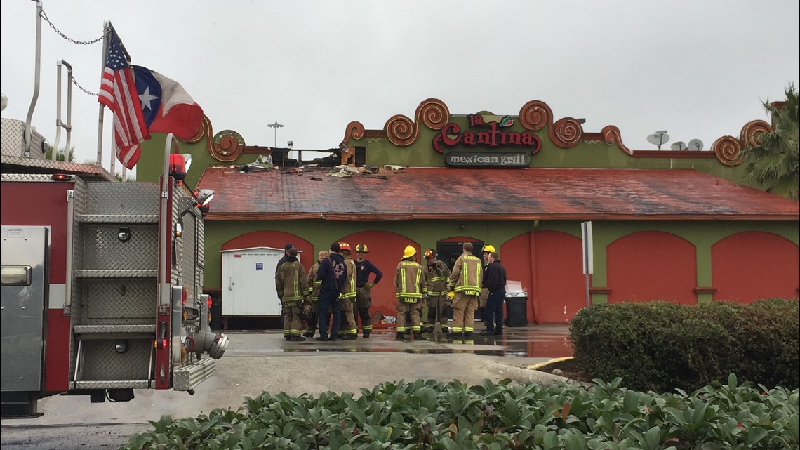 La Cantina Mexican Grill s roof lit up with flames Saturday