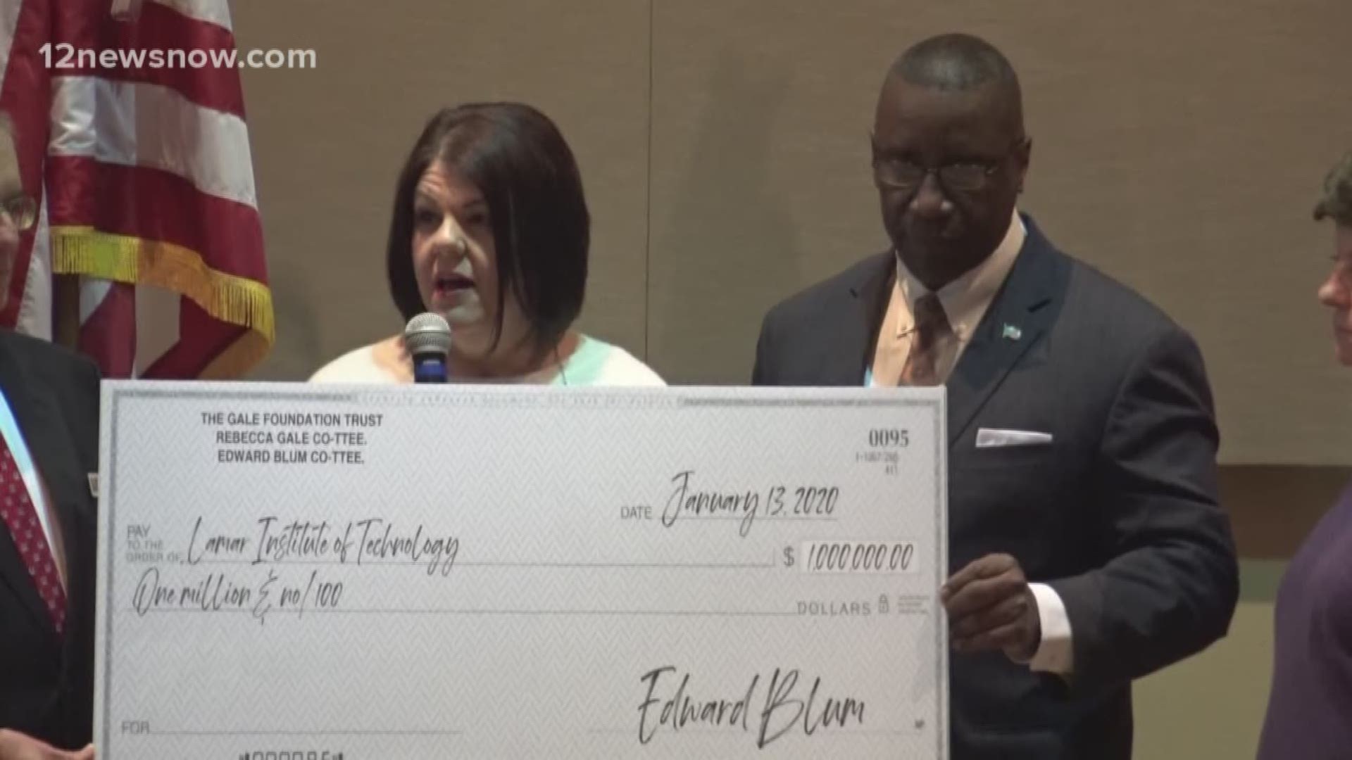 The Lamar Institute of Technology received a $1M donation on Monday from the Gale Foundation.