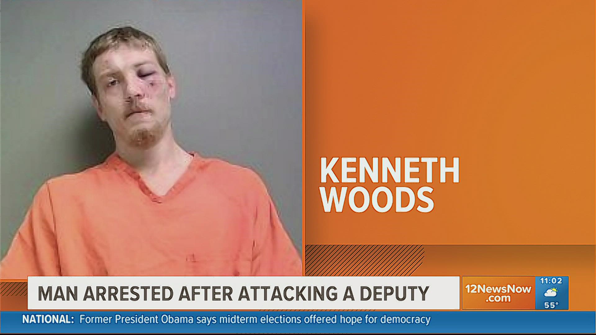 Kenneth Woods, 25, was arrested on Friday, November 11, 2022, after attacking a deputy following a brief chase along Texas Highway 96.