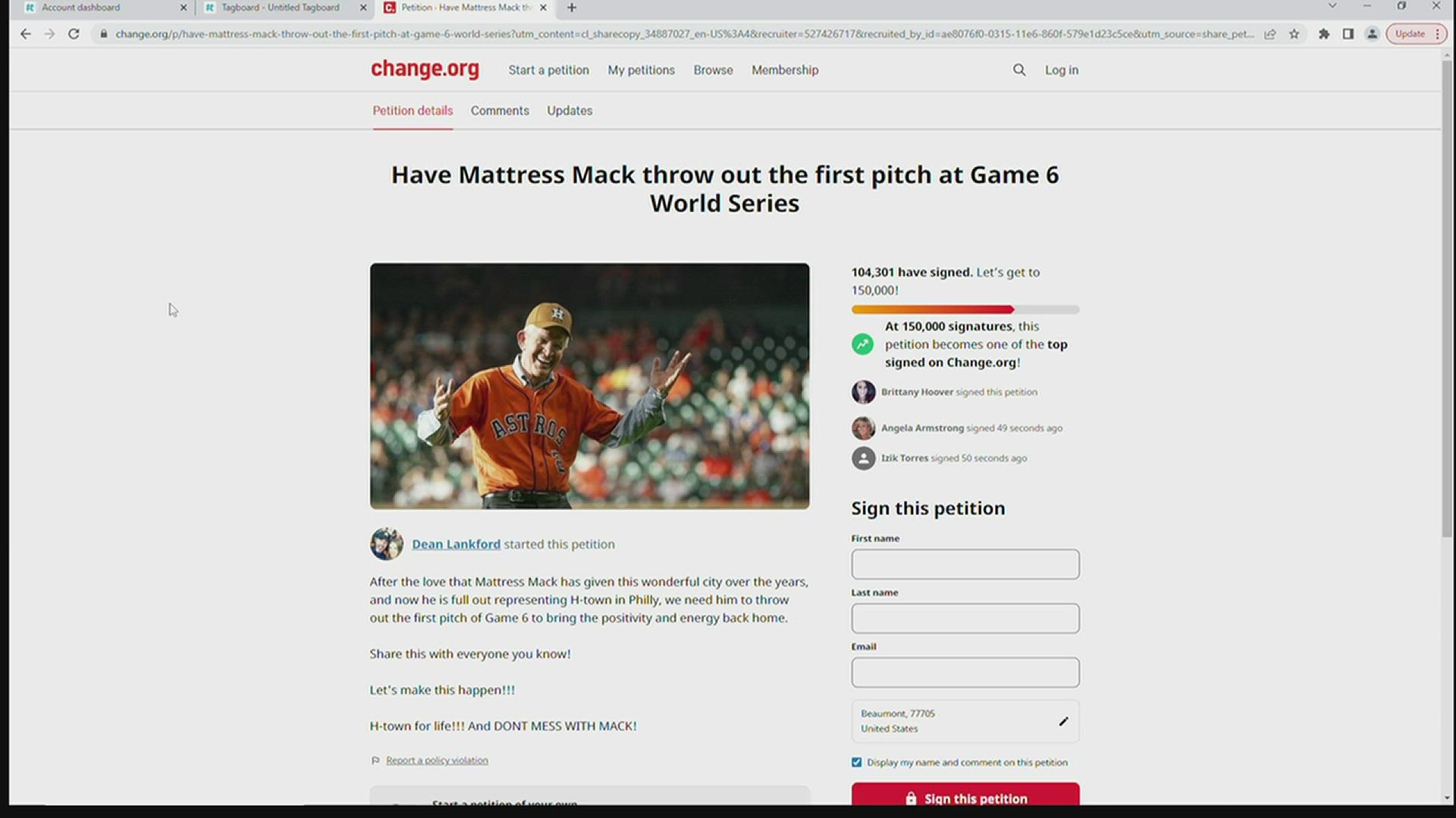 Petition made for Mattress Mack to throw World Series first pitch