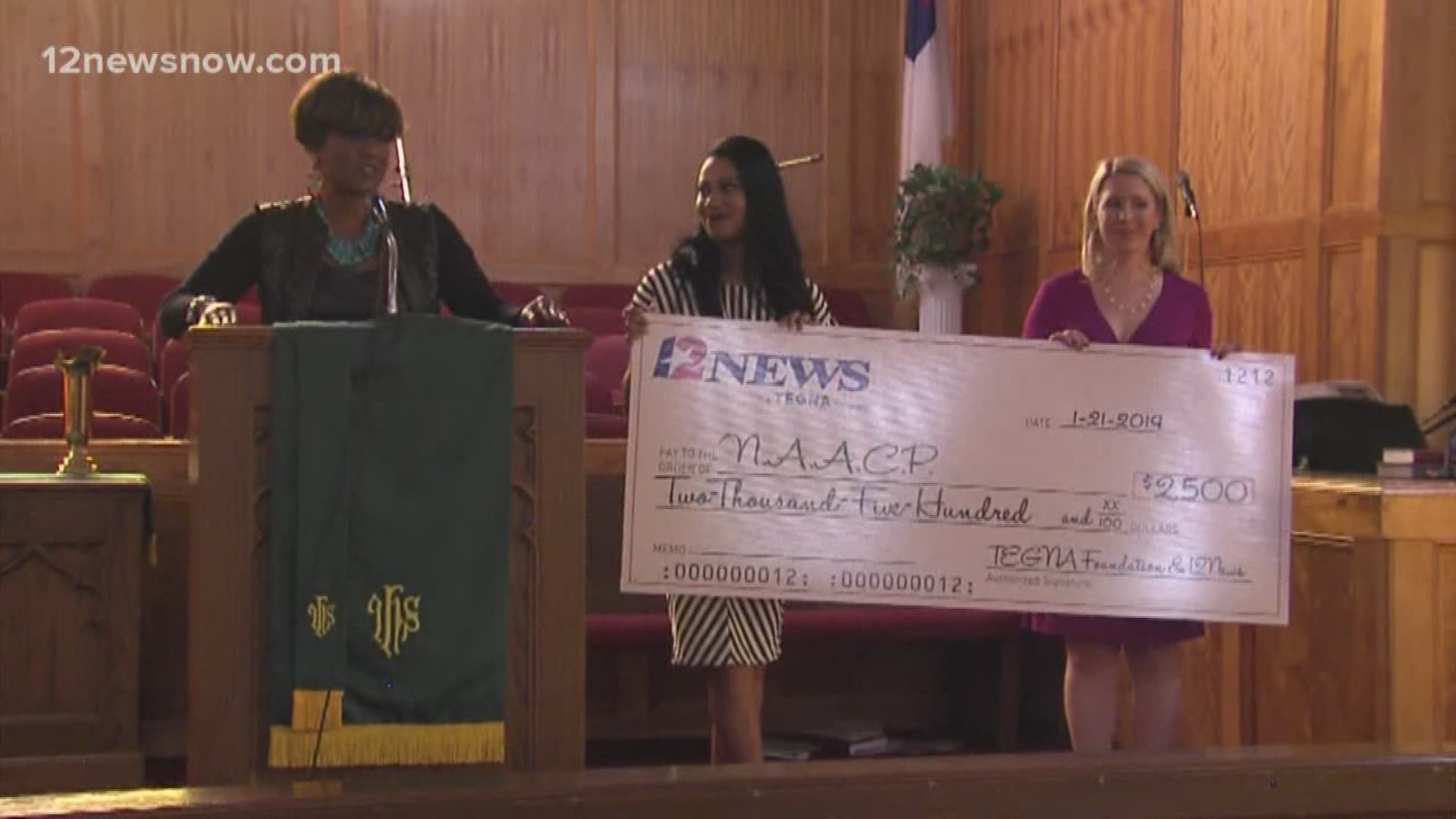 TEGNA, 12News' parent company, donated $2,500 to the Beaumont chapter of the N.A.A.C.P.