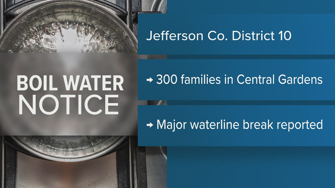 Boil water notice remains in effect for Jefferson County Water District