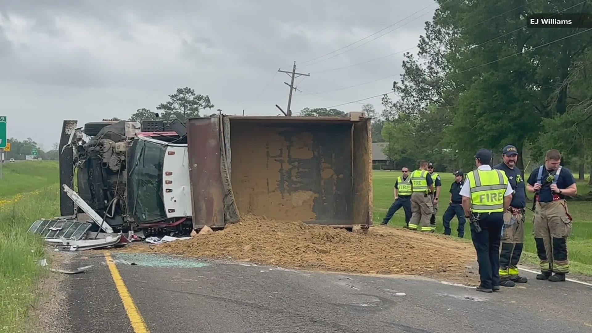he truck was traveling toward Interstate 10 FM 1442 eastbound on the service road.