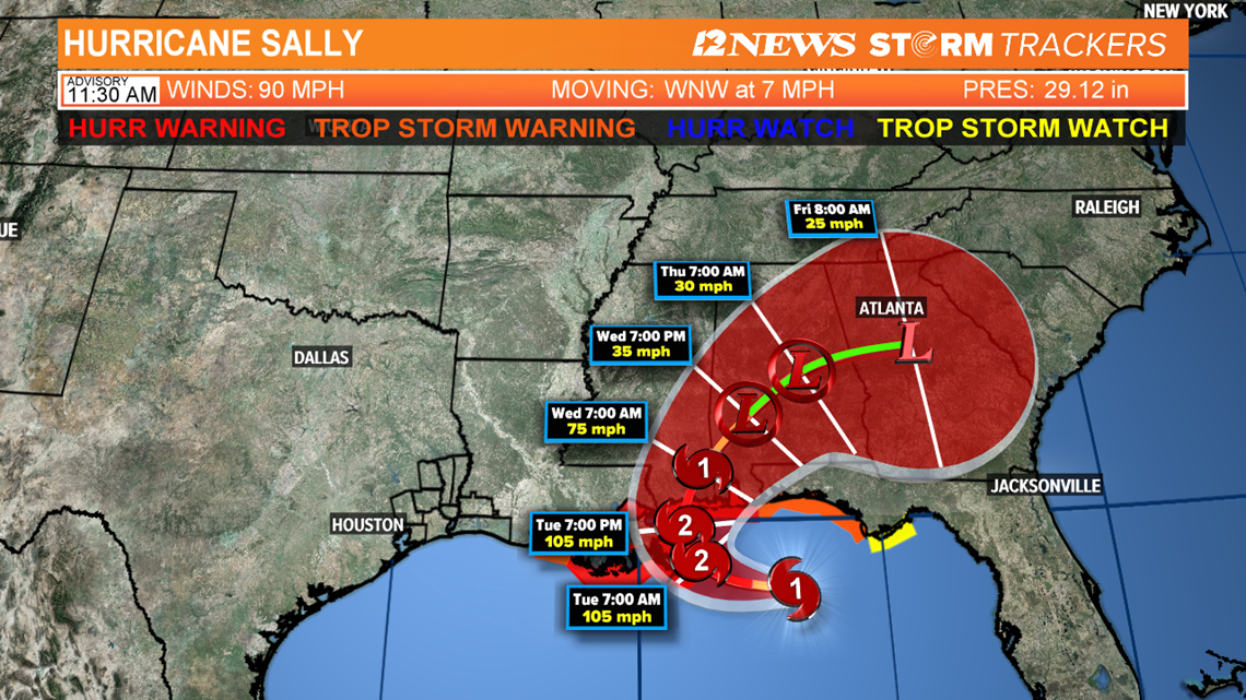 Hurricane Sally expected to category 2 storm before landfall